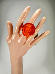 Jackie Brazil "Rose" Orange Resin Rose Ring ( R0585 ) Size UK O / US 7