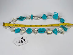 Jackie Brazil "Indiana" Turquoise & Transparent Multi-Bead Medium Resin 70cm Necklace ( N0033 )