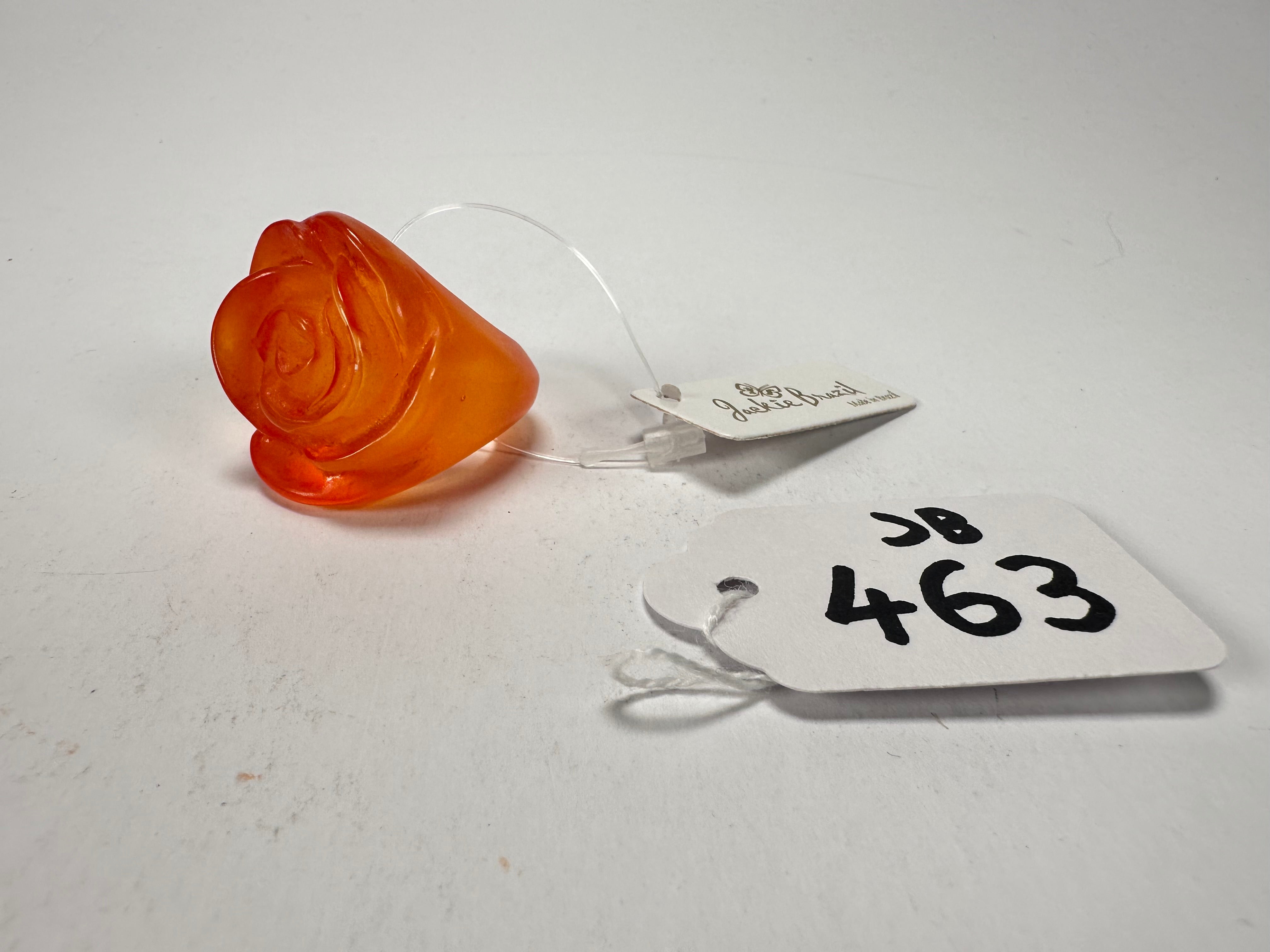 Jackie Brazil "Rose" Orange Resin Rose Ring ( R0585 ) Size UK O / US 7