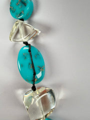 Jackie Brazil "Indiana" Turquoise & Transparent Multi-Bead Medium Resin 70cm Necklace ( N0033 )