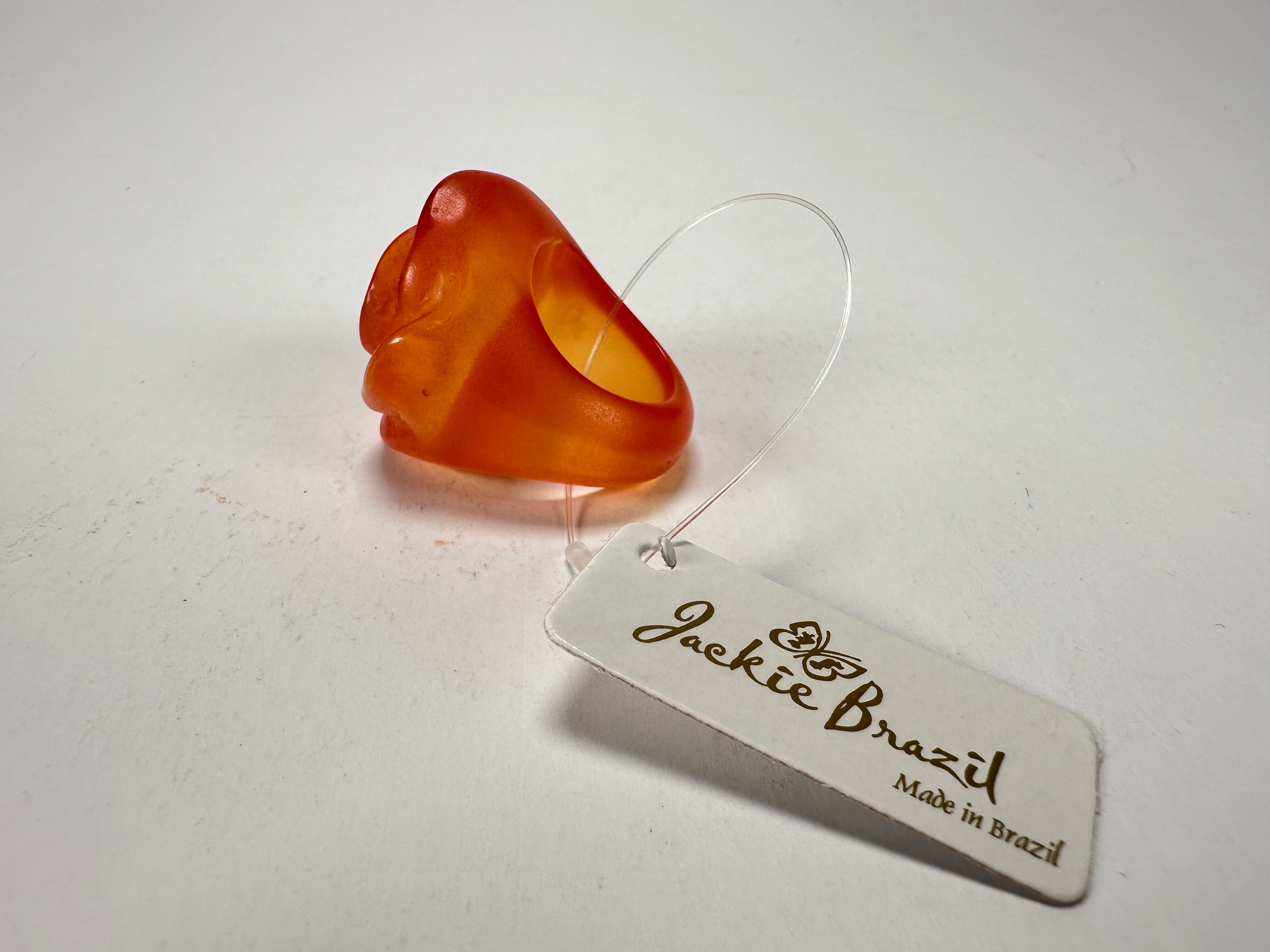 Jackie Brazil "Rose" Orange Resin Rose Ring ( R0585 ) Size UK O / US 7