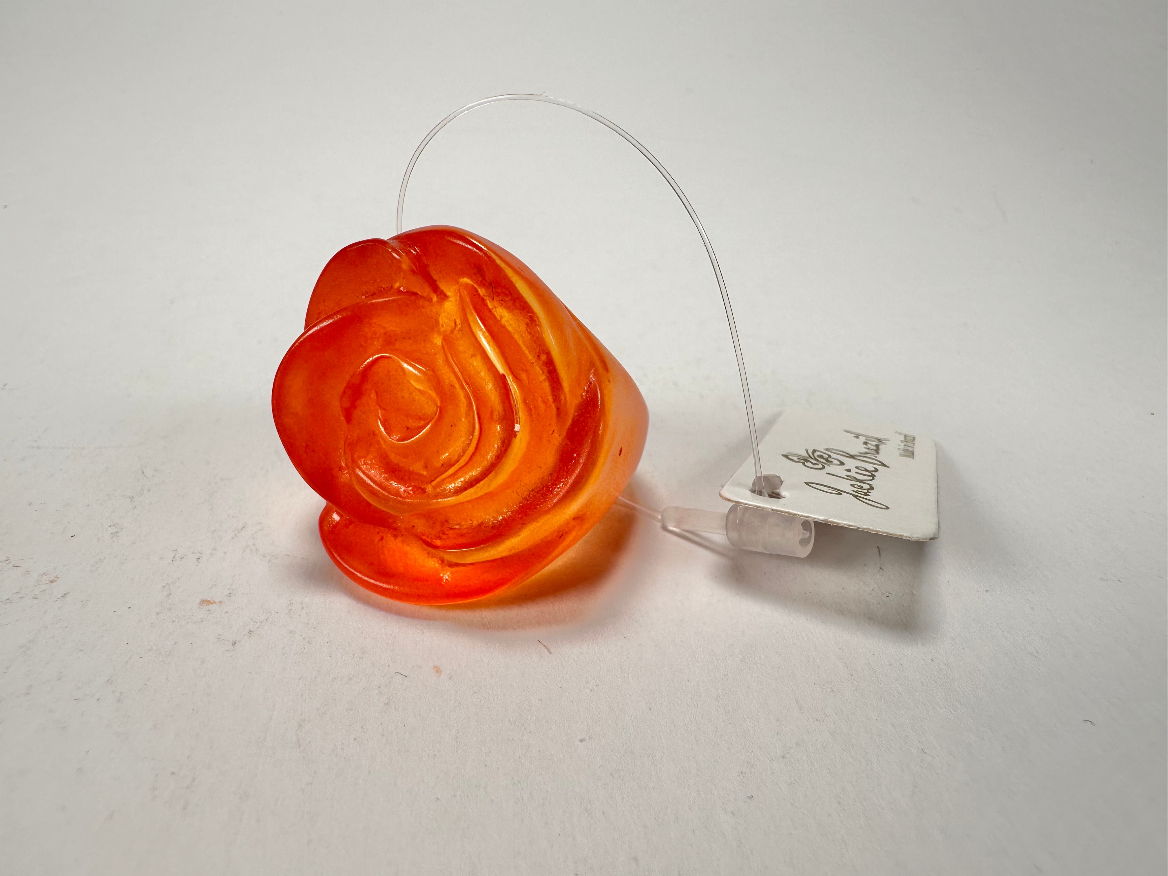 Jackie Brazil "Rose" Orange Resin Rose Ring ( R0585 ) Size UK O / US 7