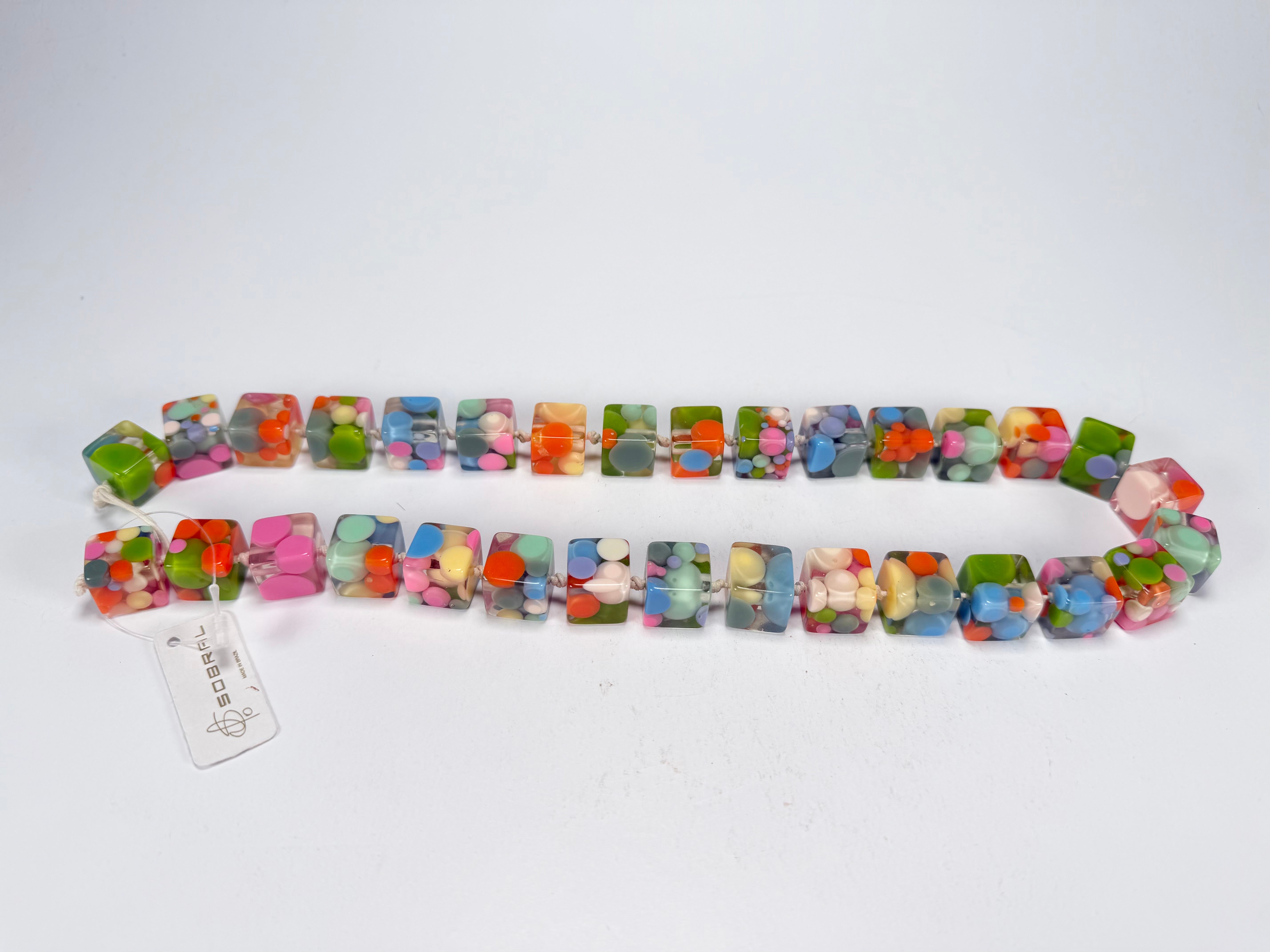 Jackie Brazil "Carlo Spotted Cubes" Spring Colour Spots Resin Necklace 50cm ( N1396 )