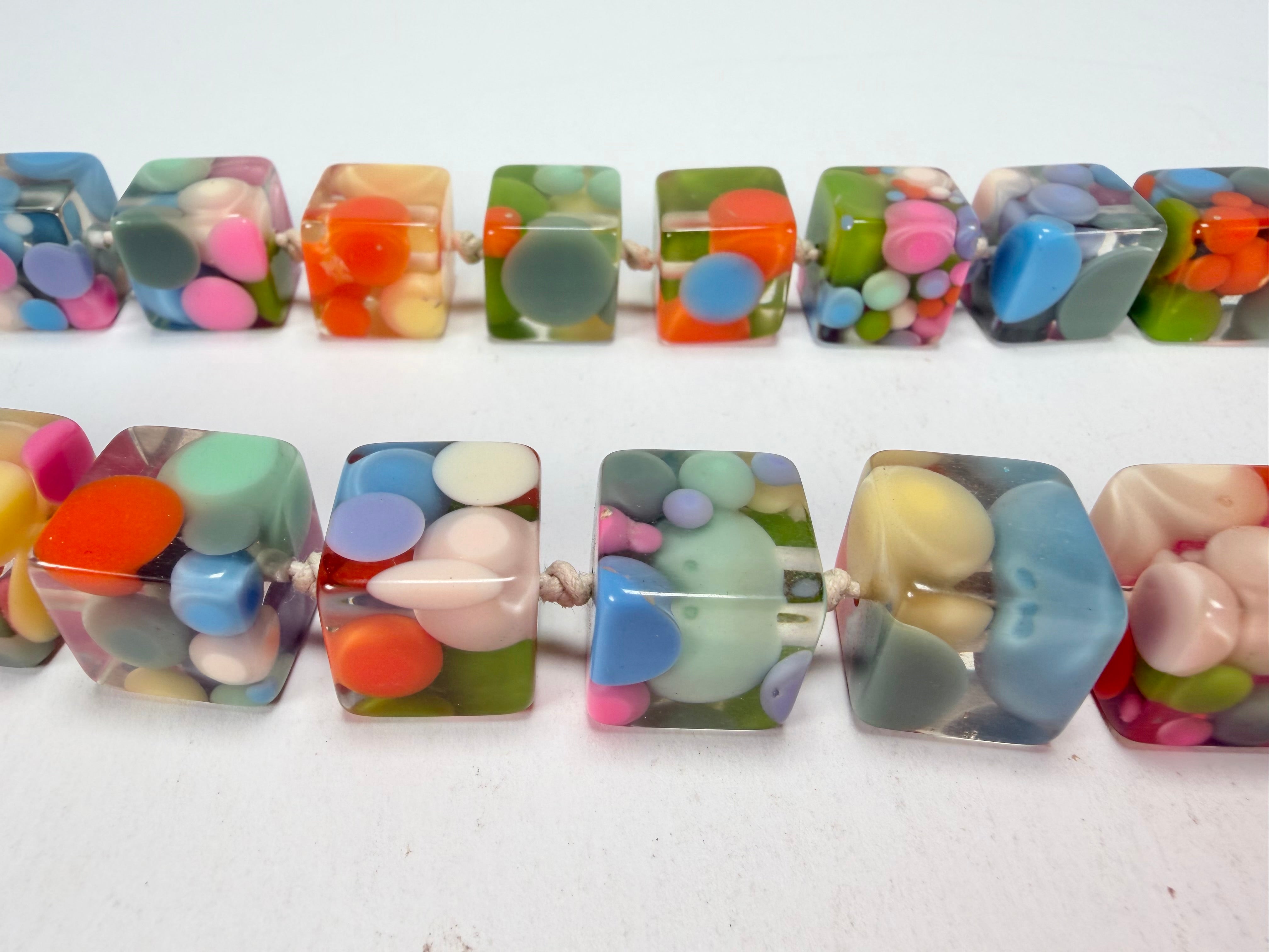 Jackie Brazil "Carlo Spotted Cubes" Spring Colour Spots Resin Necklace 50cm ( N1396 )