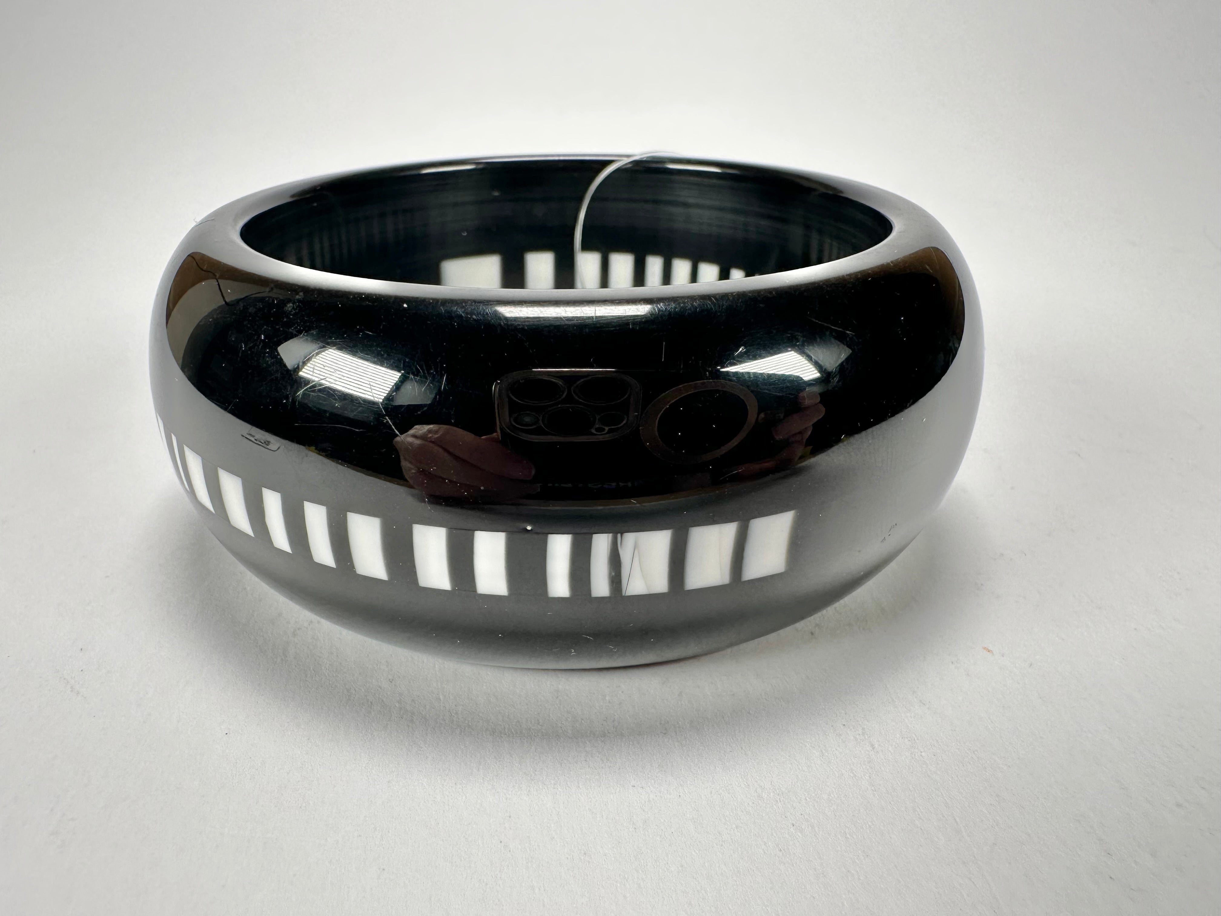 Jackie Brazil "Bar Code" Black & White Solid Round 3.4cm Bangle ( B2162 )