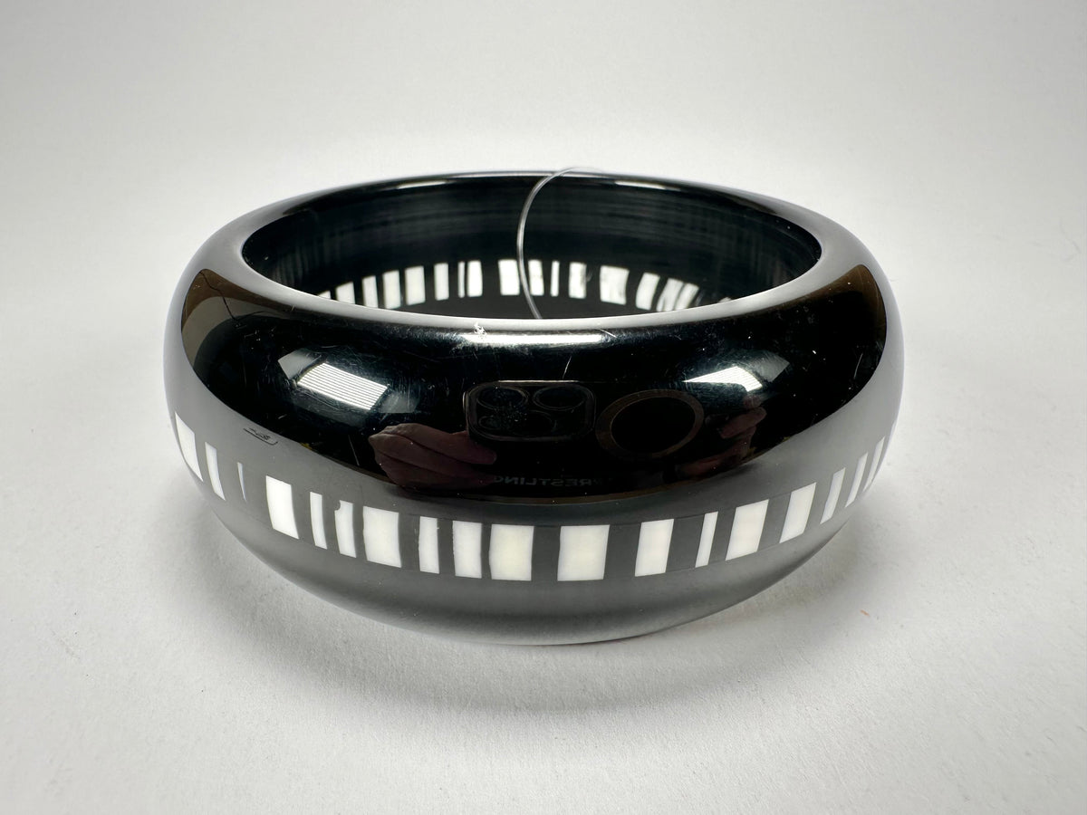 Jackie Brazil "Bar Code" Black & White Solid Round 3.4cm Bangle ( B2162 )