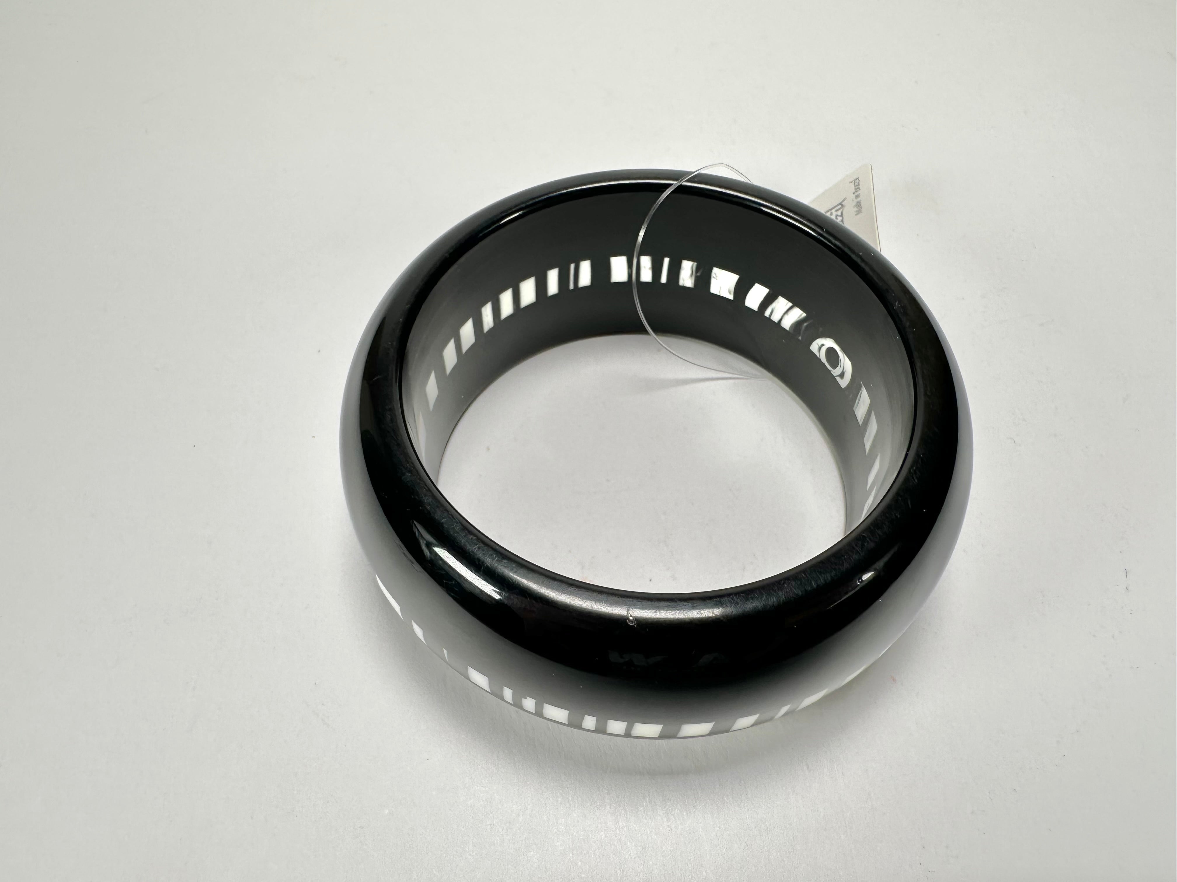 Jackie Brazil "Bar Code" Black & White Solid Round 3.4cm Bangle ( B2162 )