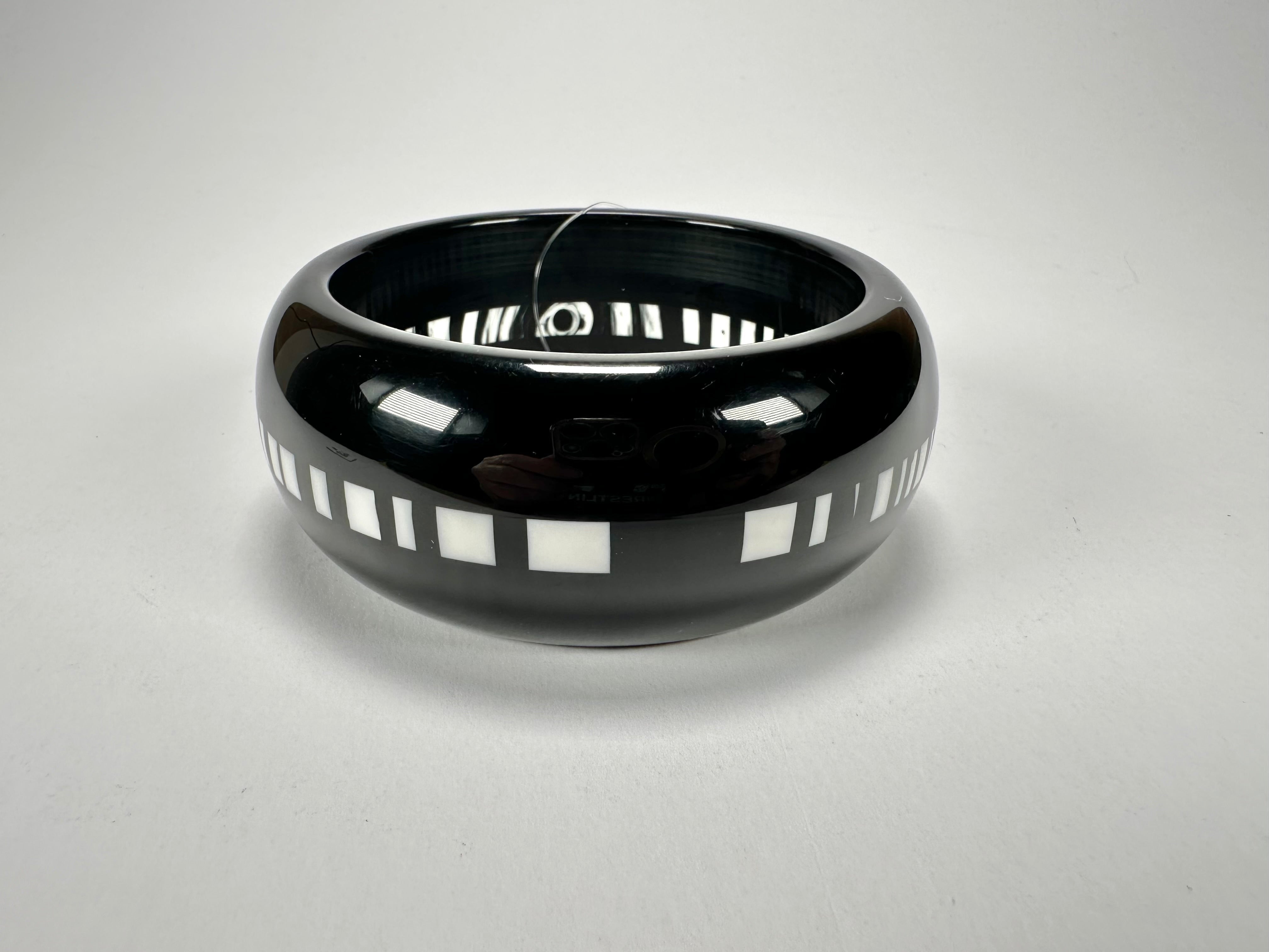 Jackie Brazil "Bar Code" Black & White Solid Round 3.4cm Bangle ( B2162 )