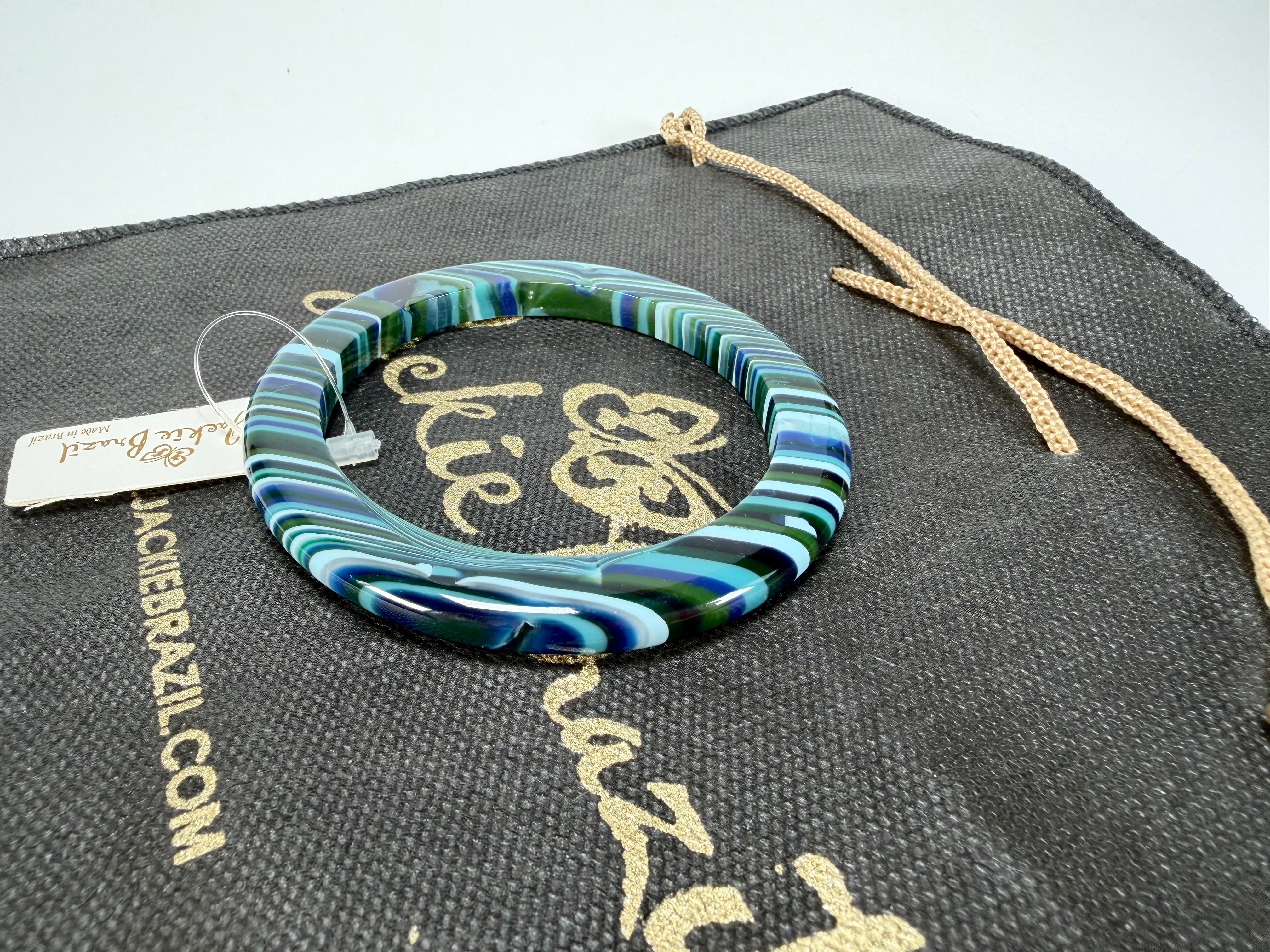 Jackie Brazil "Olympic Circles" Liquorice Allsorts Blue Mix 0.5cm Resin Bangle ( B2336 )