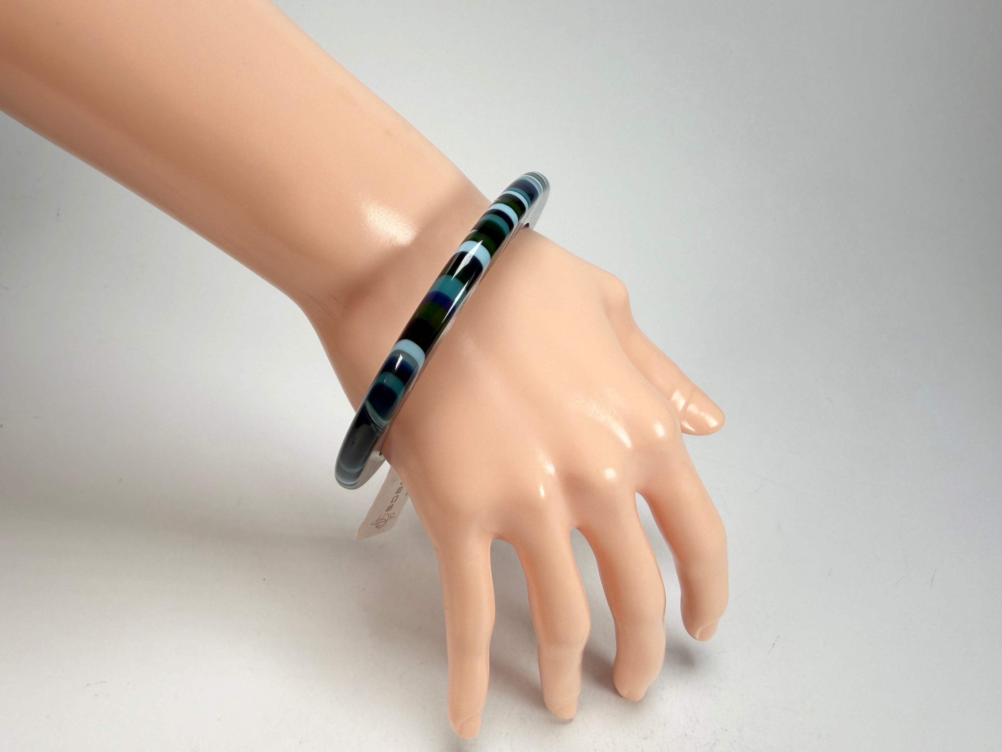 Jackie Brazil "Olympic Circles" Liquorice Allsorts Blue Mix 0.5cm Resin Bangle ( B2336 )