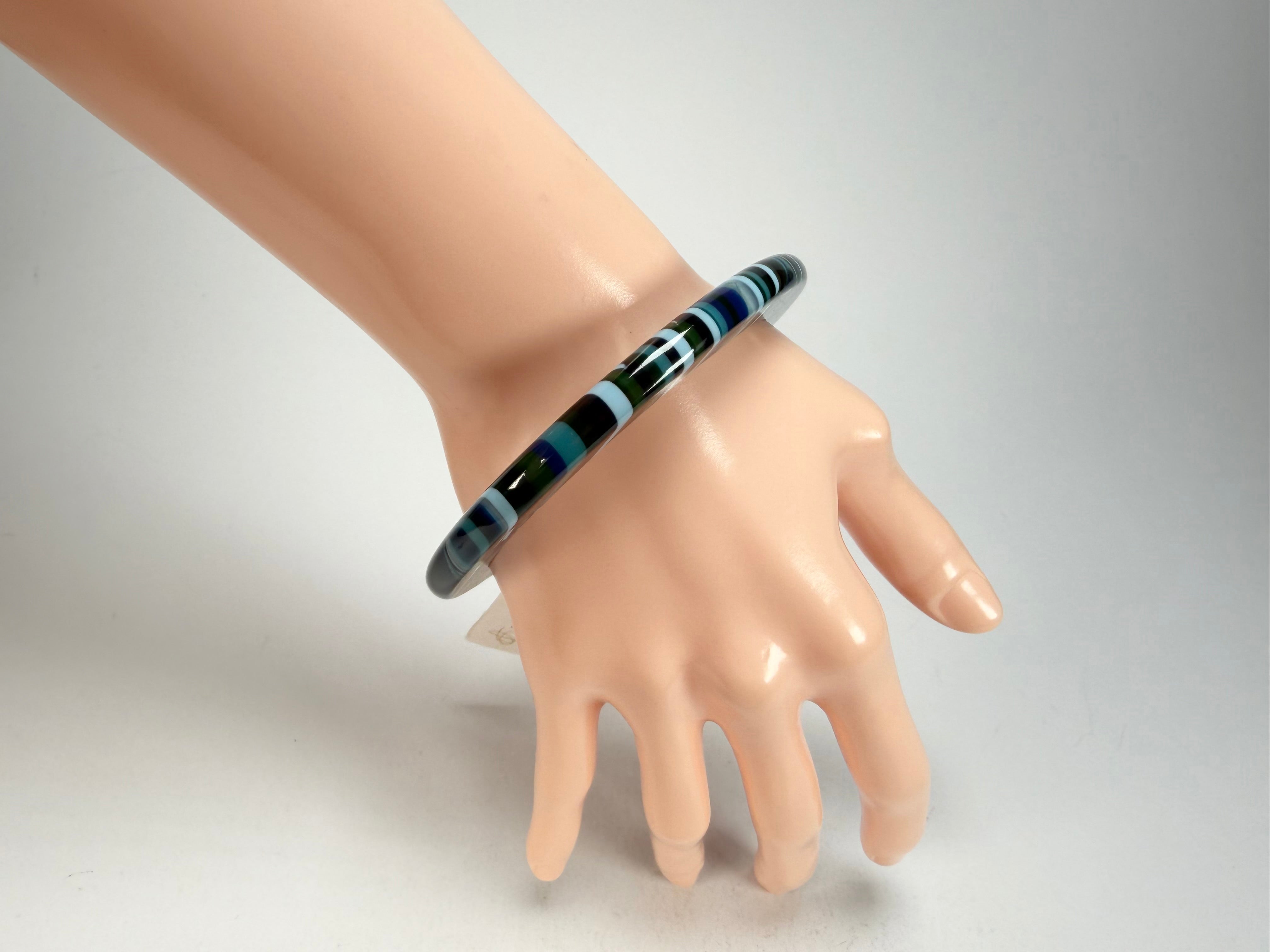 Jackie Brazil "Olympic Circles" Liquorice Allsorts Blue Mix 0.5cm Resin Bangle ( B2336 )