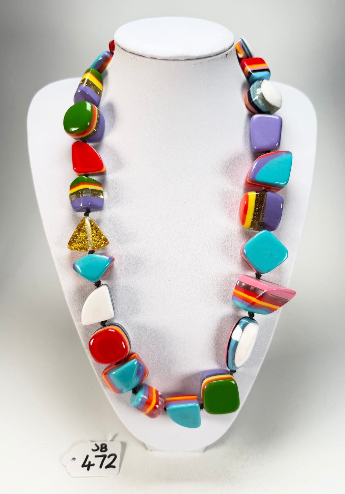Jackie Brazil "Natural" Pop Art Large Stones 55cm Resin Necklace ( N0378 )