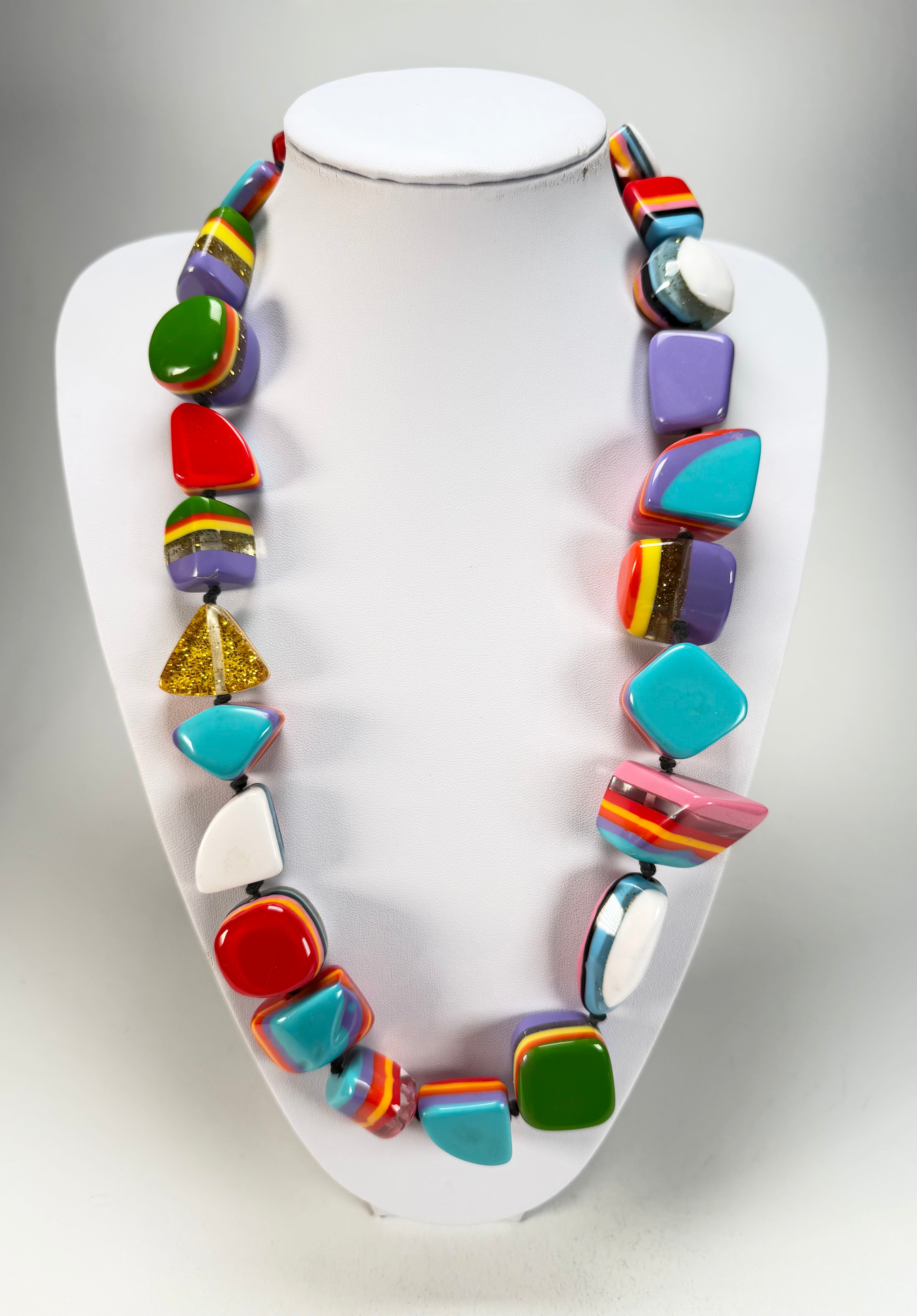 Jackie Brazil "Natural" Pop Art Large Stones 55cm Resin Necklace ( N0378 )
