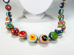Jackie Brazil "Lola" Liquorice Stripes Medium Spheres 110cm Resin Necklace ( N2900 )