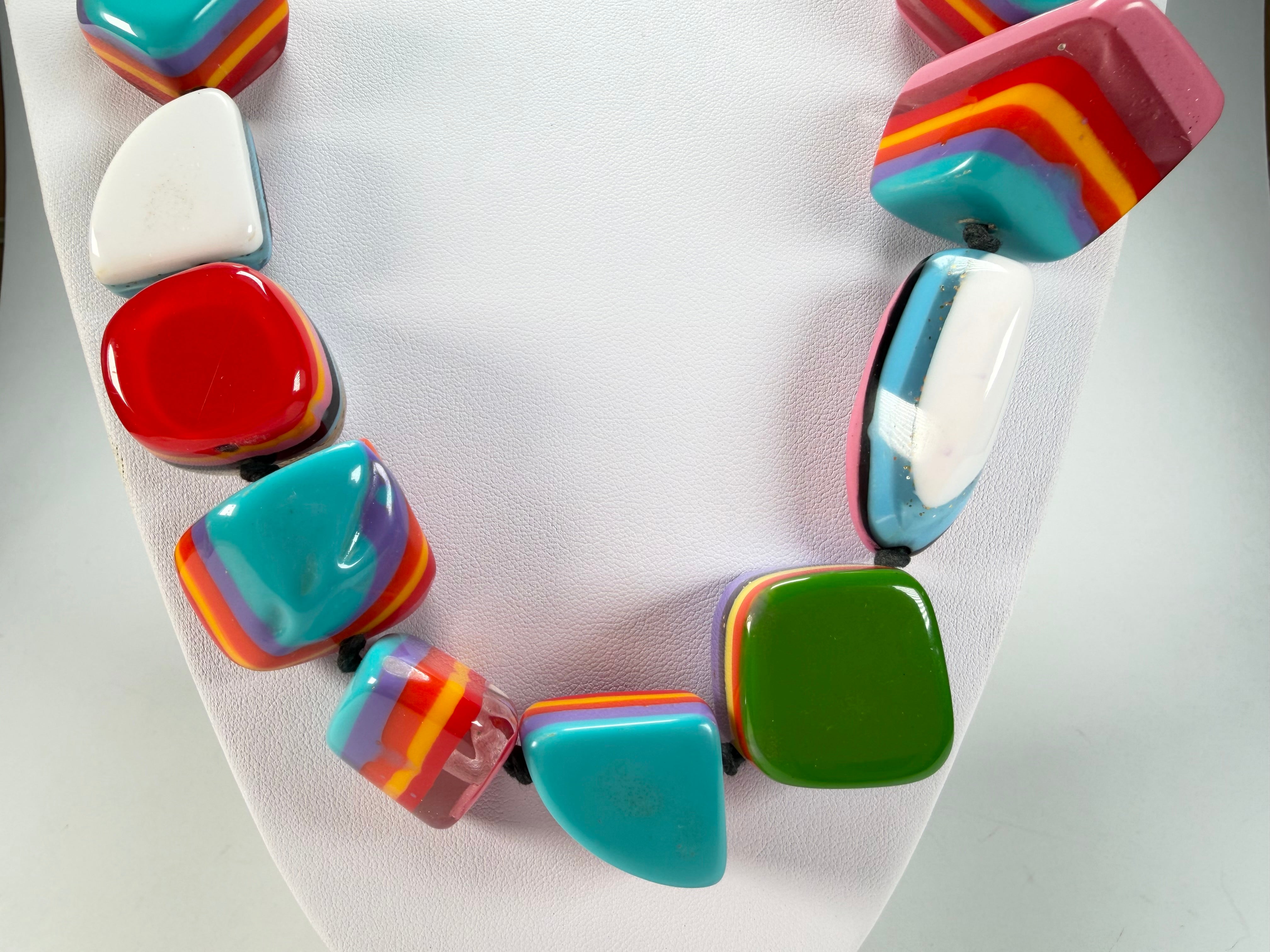 Jackie Brazil "Natural" Pop Art Large Stones 55cm Resin Necklace ( N0378 )