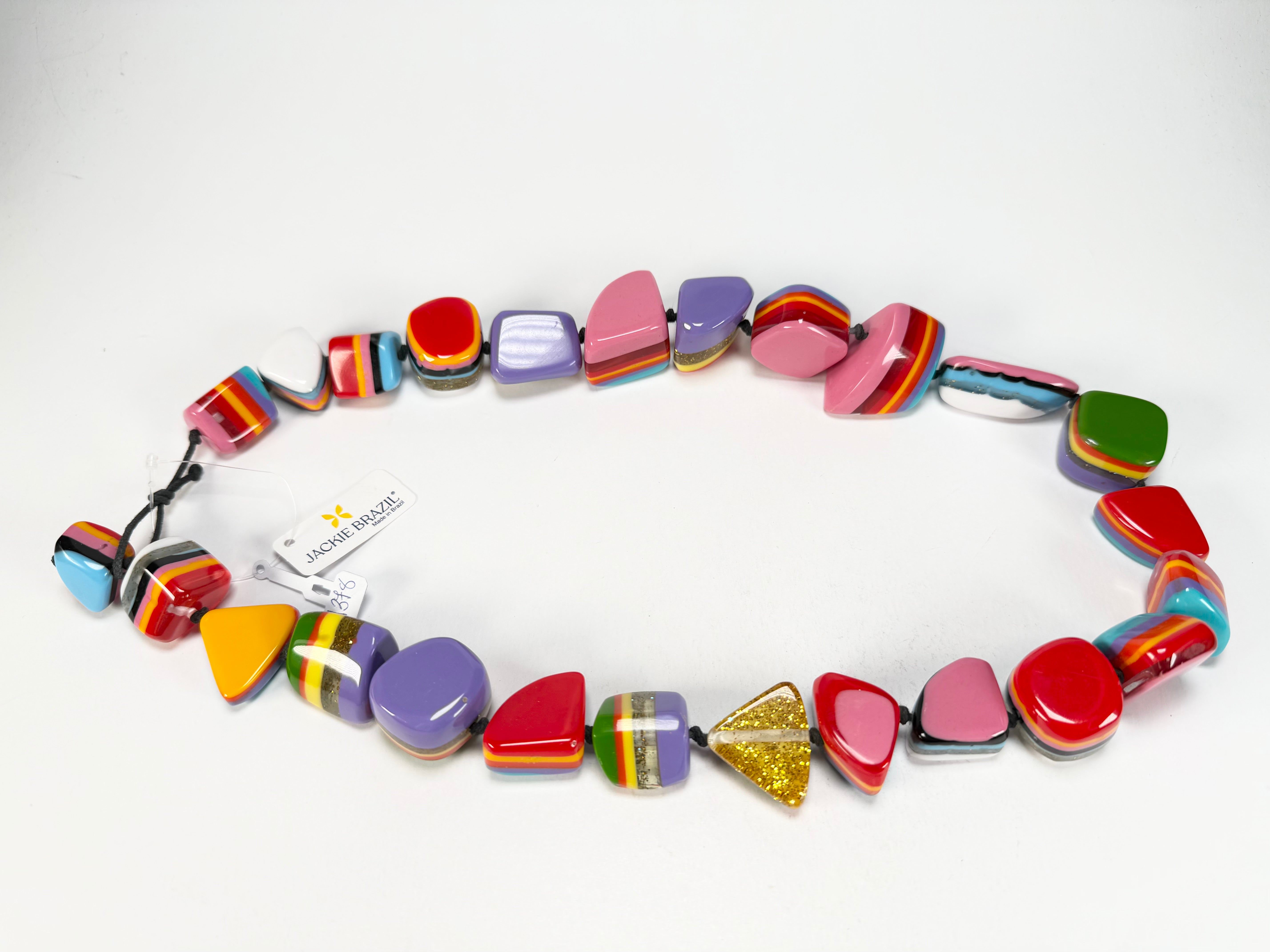 Jackie Brazil "Natural" Pop Art Large Stones 55cm Resin Necklace ( N0378 )
