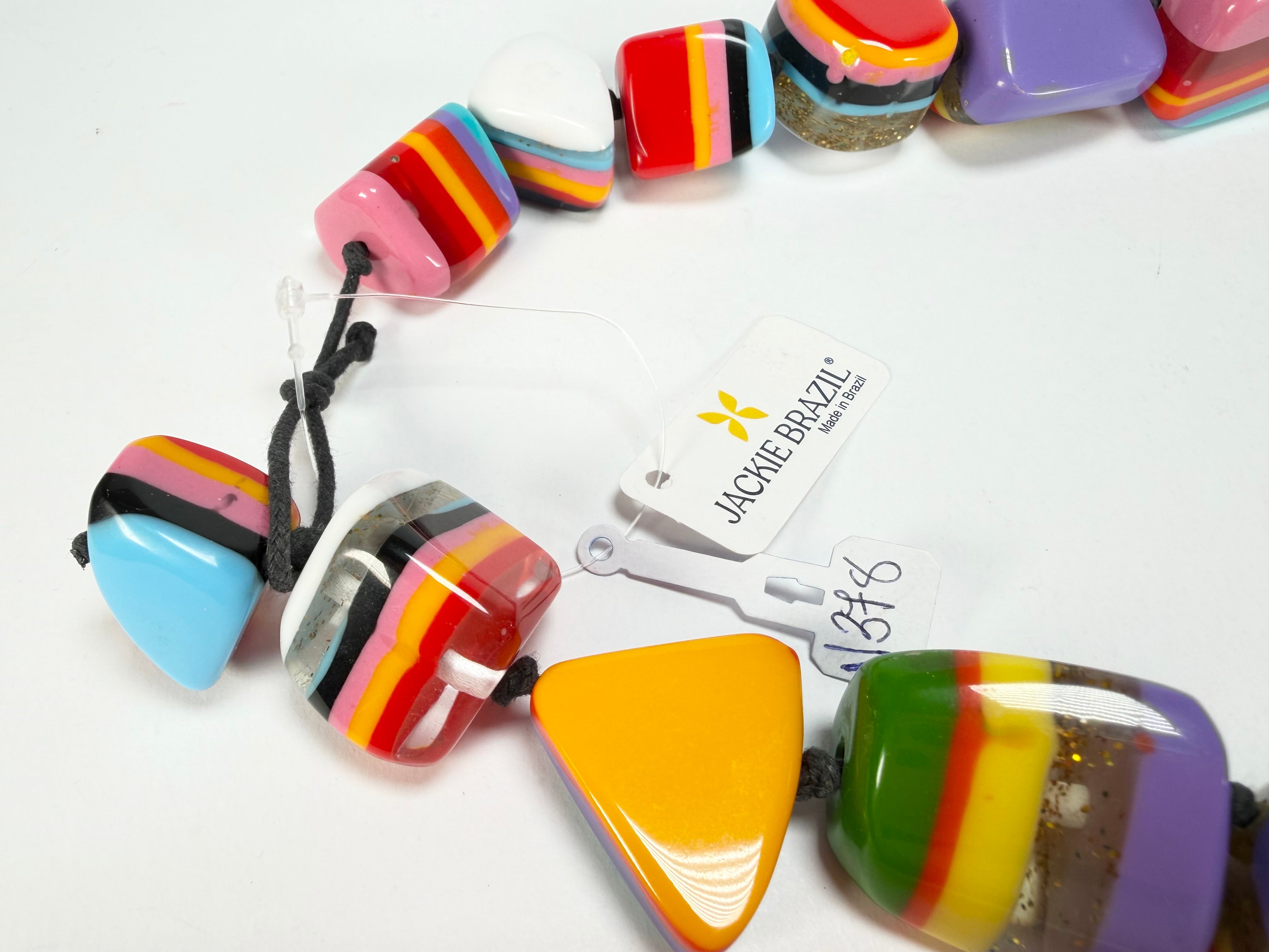 Jackie Brazil "Natural" Pop Art Large Stones 55cm Resin Necklace ( N0378 )