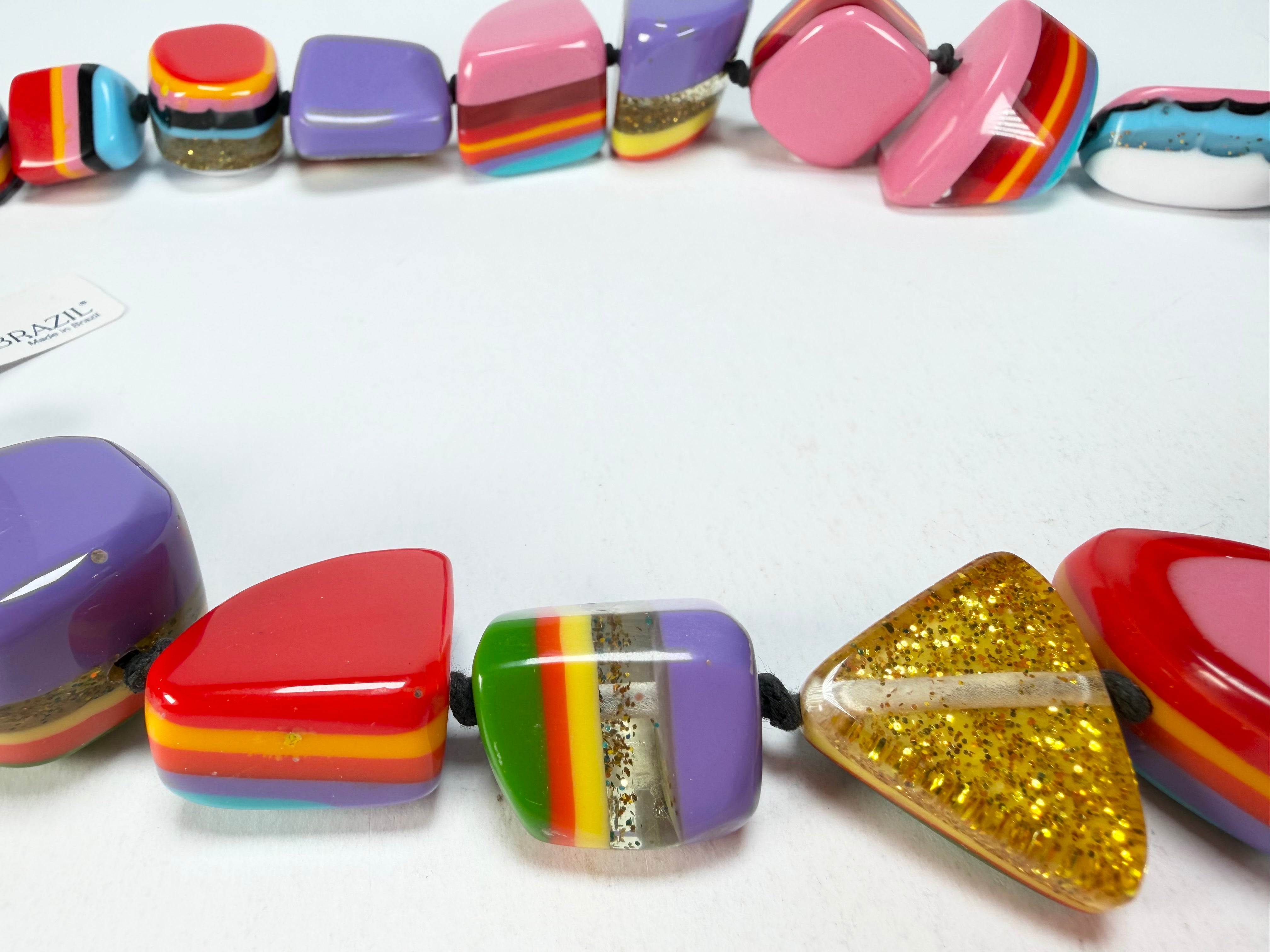 Jackie Brazil "Natural" Pop Art Large Stones 55cm Resin Necklace ( N0378 )