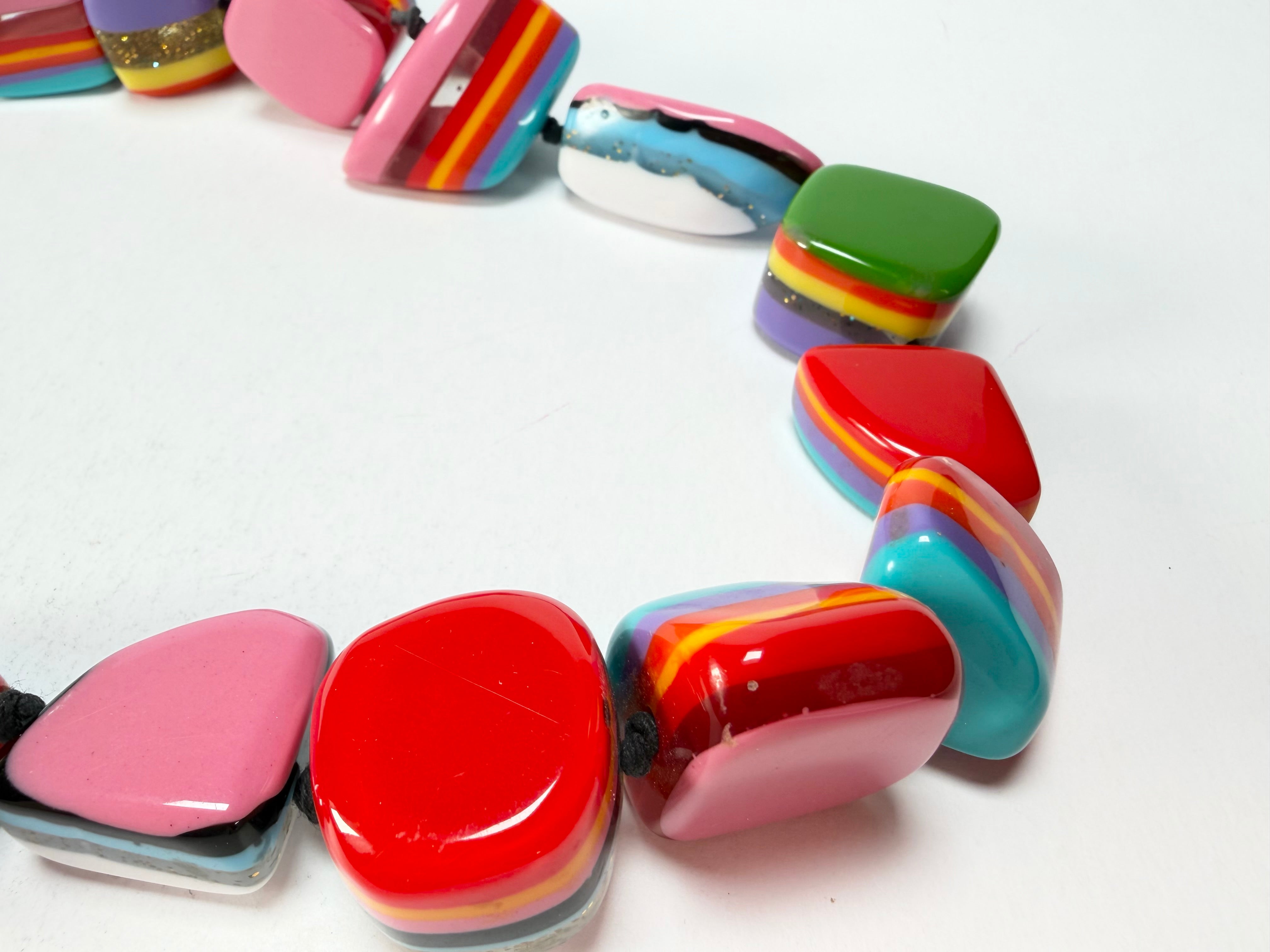 Jackie Brazil "Natural" Pop Art Large Stones 55cm Resin Necklace ( N0378 )
