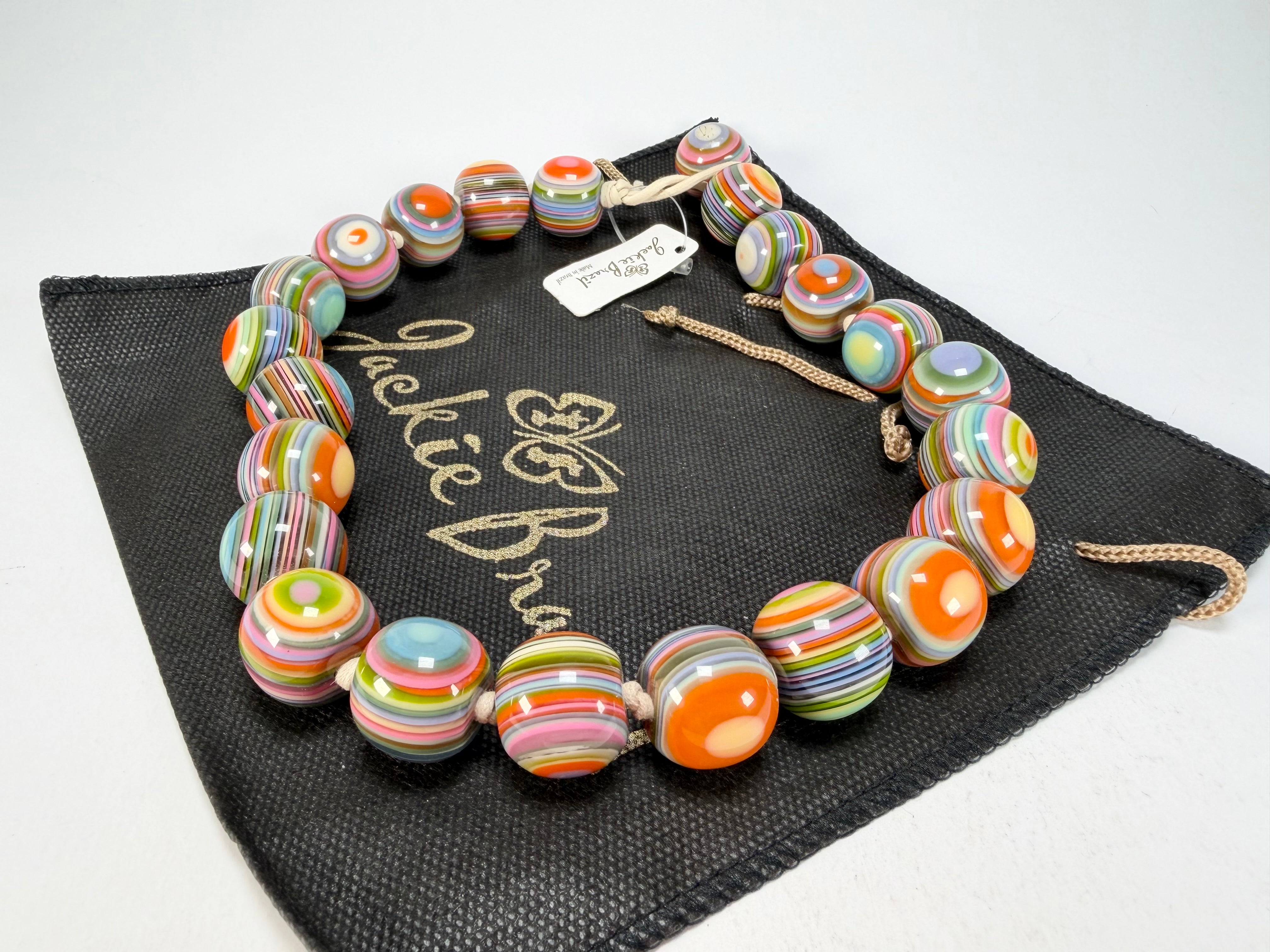 Jackie Brazil "Cat Eyes" Spring Colour Liquorice Balls Resin Necklace 50cm ( N0894 )