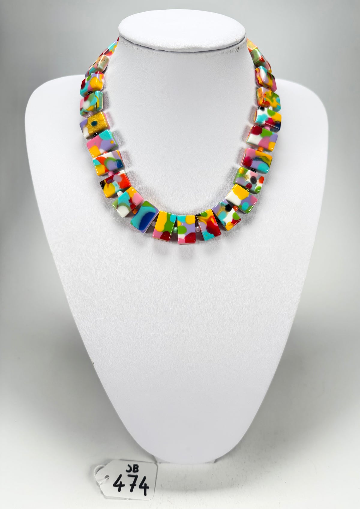 Jackie Brazil "Romeo" Kandinsky Linked Rectangle Beads Necklace ( N0034 )