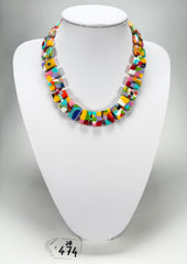 Jackie Brazil "Romeo" Kandinsky Linked Rectangle Beads Necklace ( N0034 )