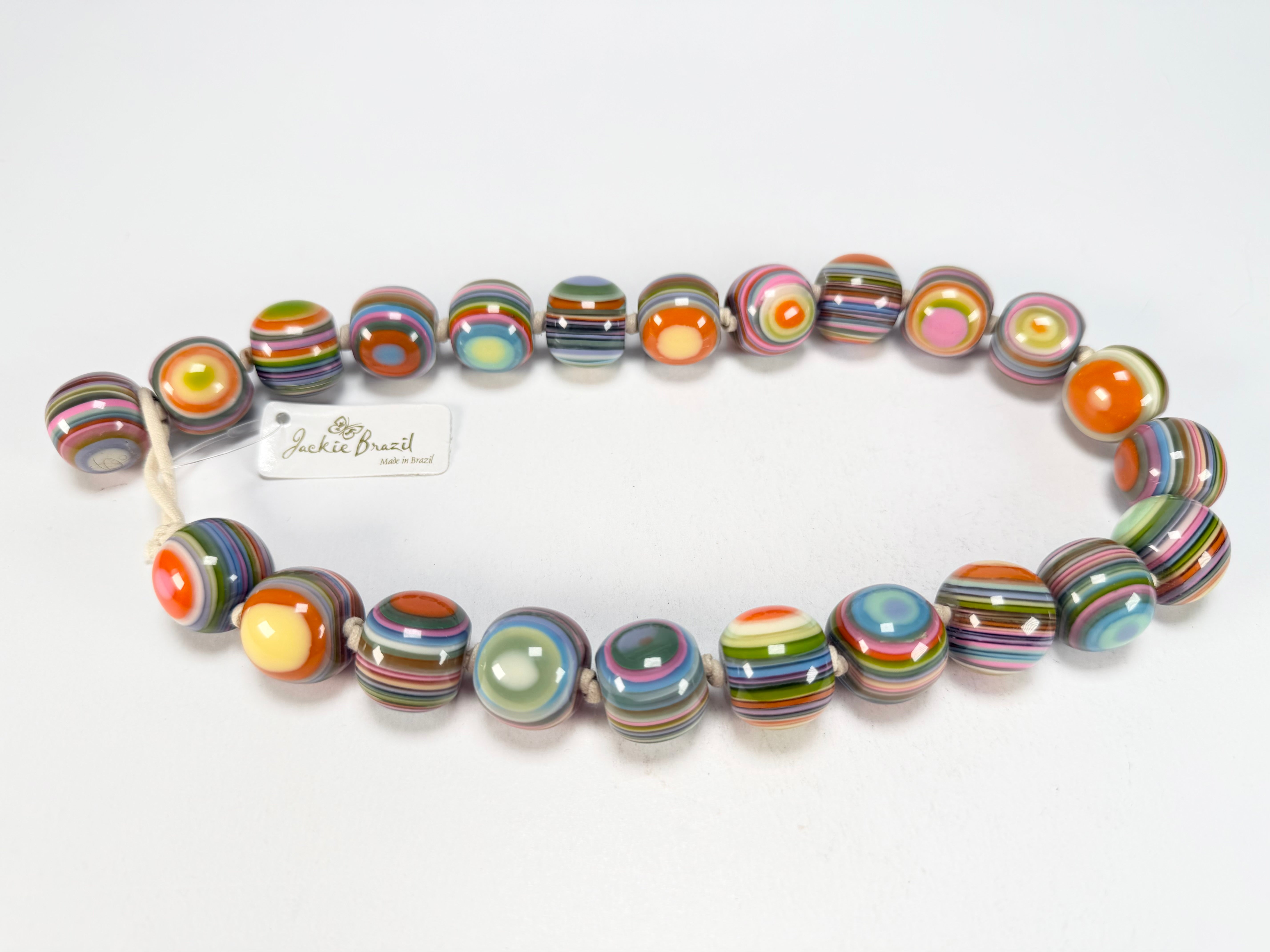 Jackie Brazil "Cat Eyes" Spring Colour Liquorice Balls Resin Necklace 50cm ( N0894 )