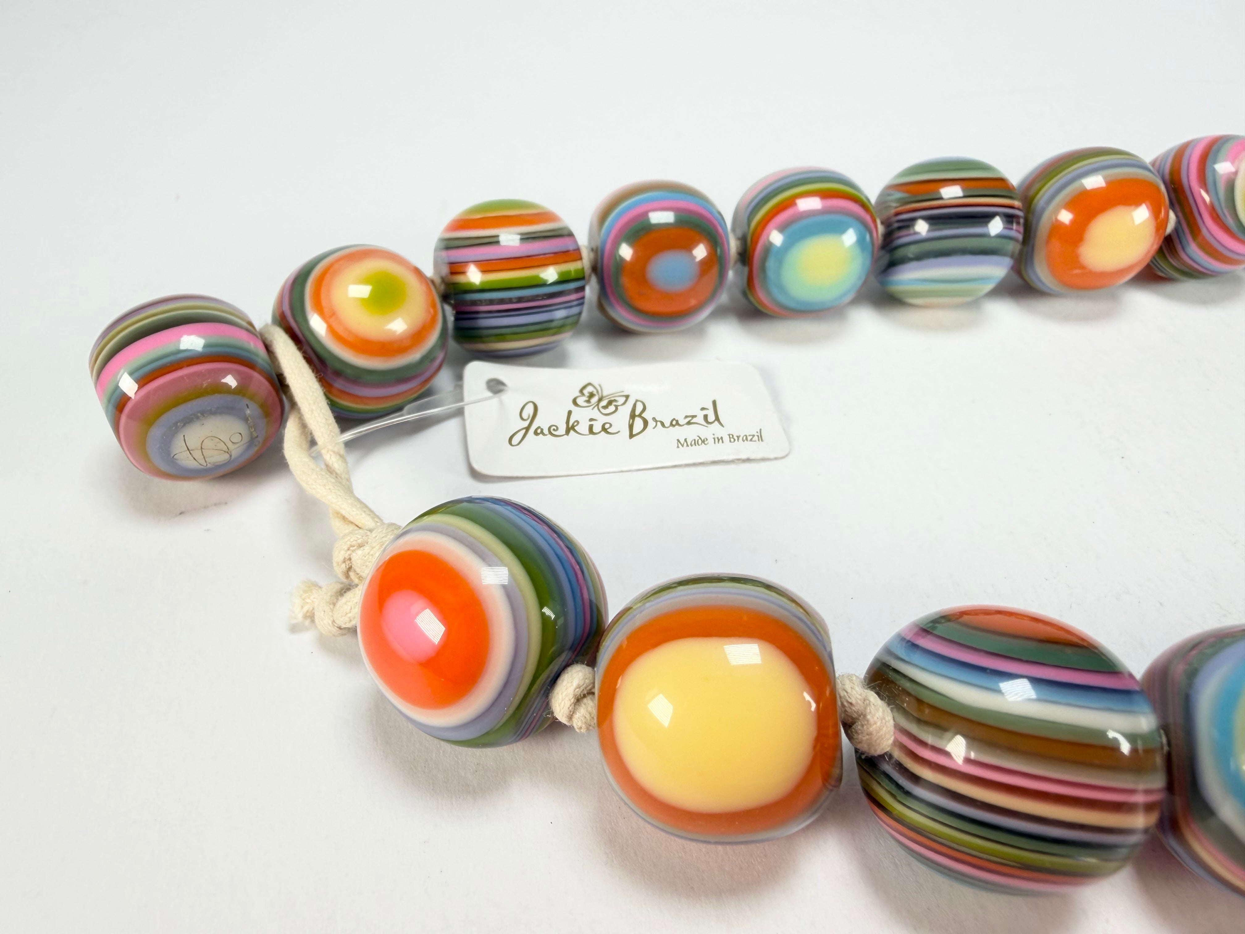 Jackie Brazil "Cat Eyes" Spring Colour Liquorice Balls Resin Necklace 50cm ( N0894 )