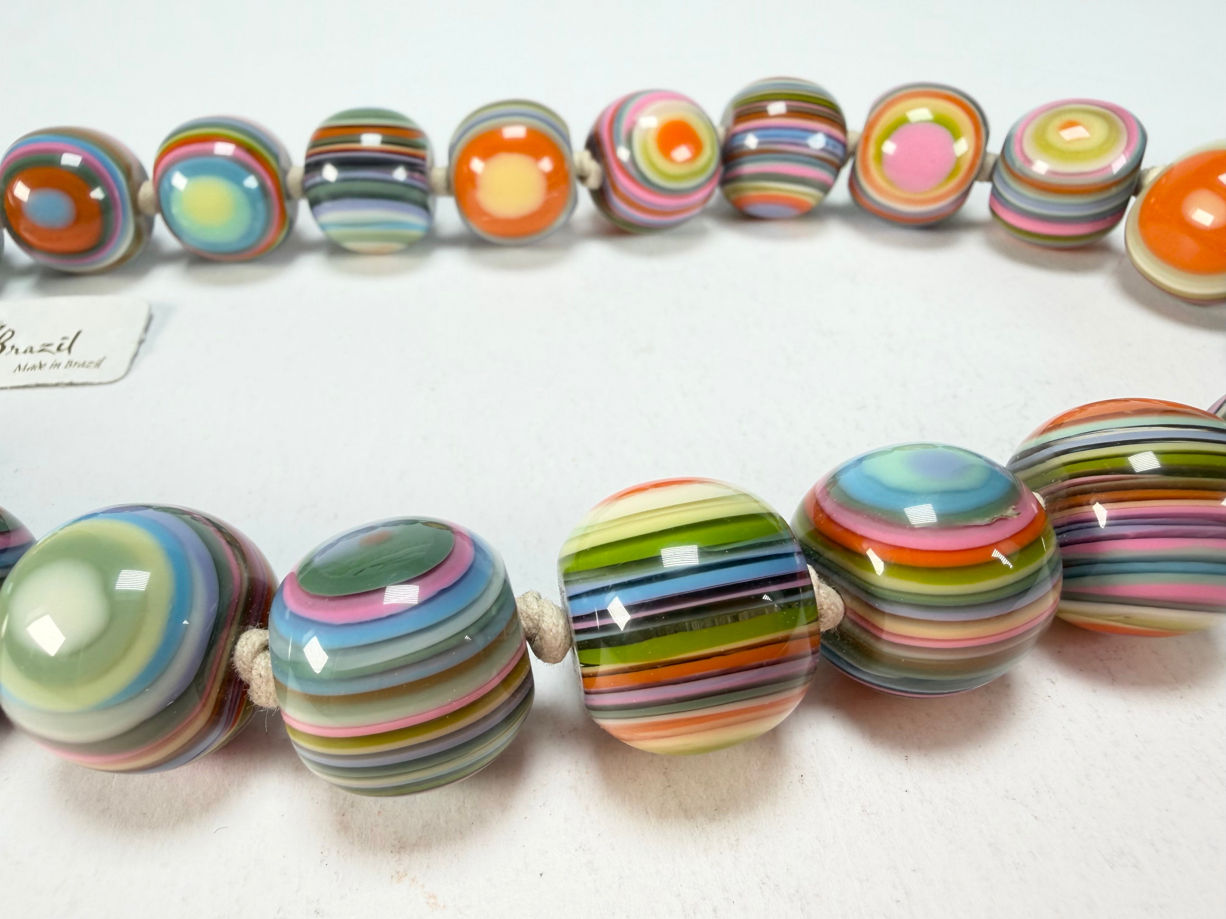 Jackie Brazil "Cat Eyes" Spring Colour Liquorice Balls Resin Necklace 50cm ( N0894 )