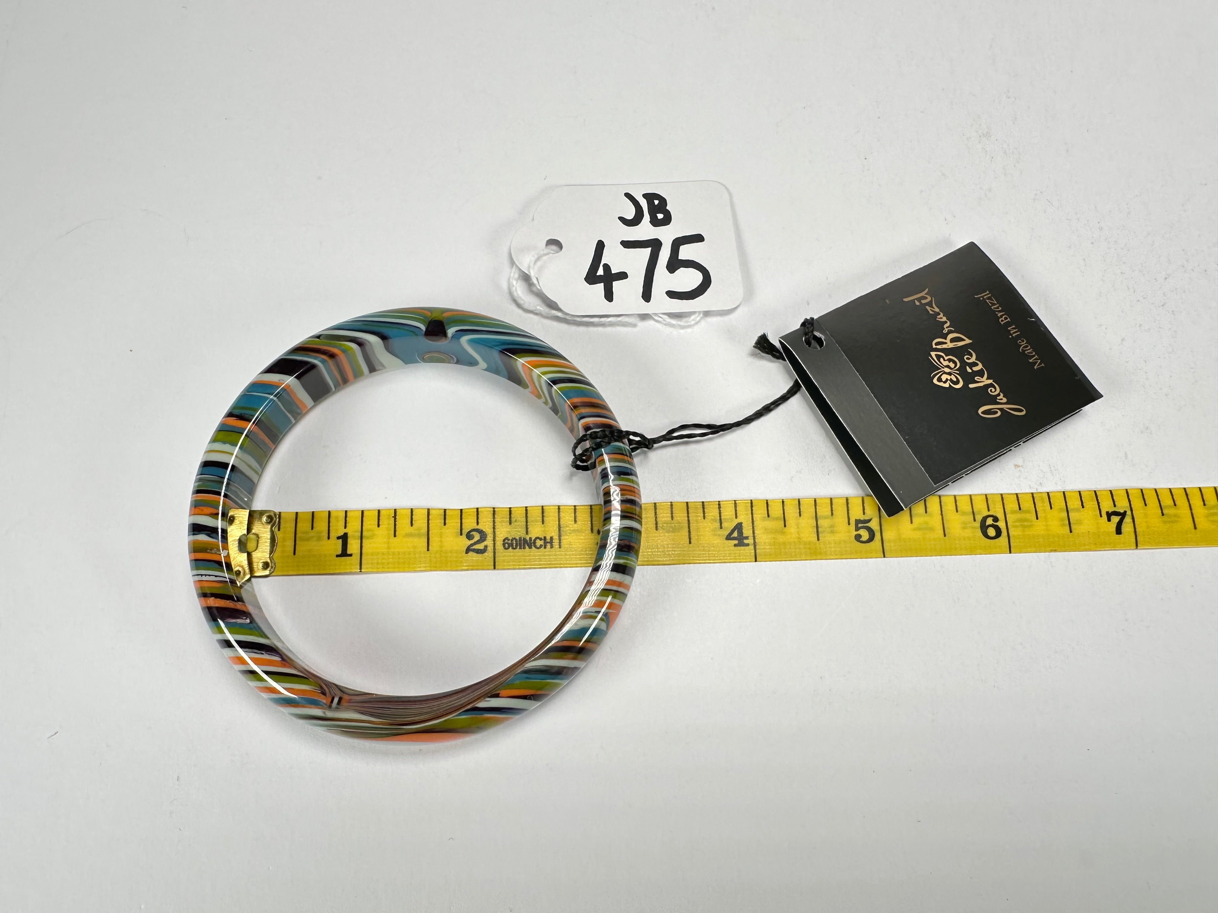 Jackie Brazil "Thin Cat Eye" Liquorice Allsorts with Cat Eye Winter Colour 1.3cm Resin Bangle ( B1151 )