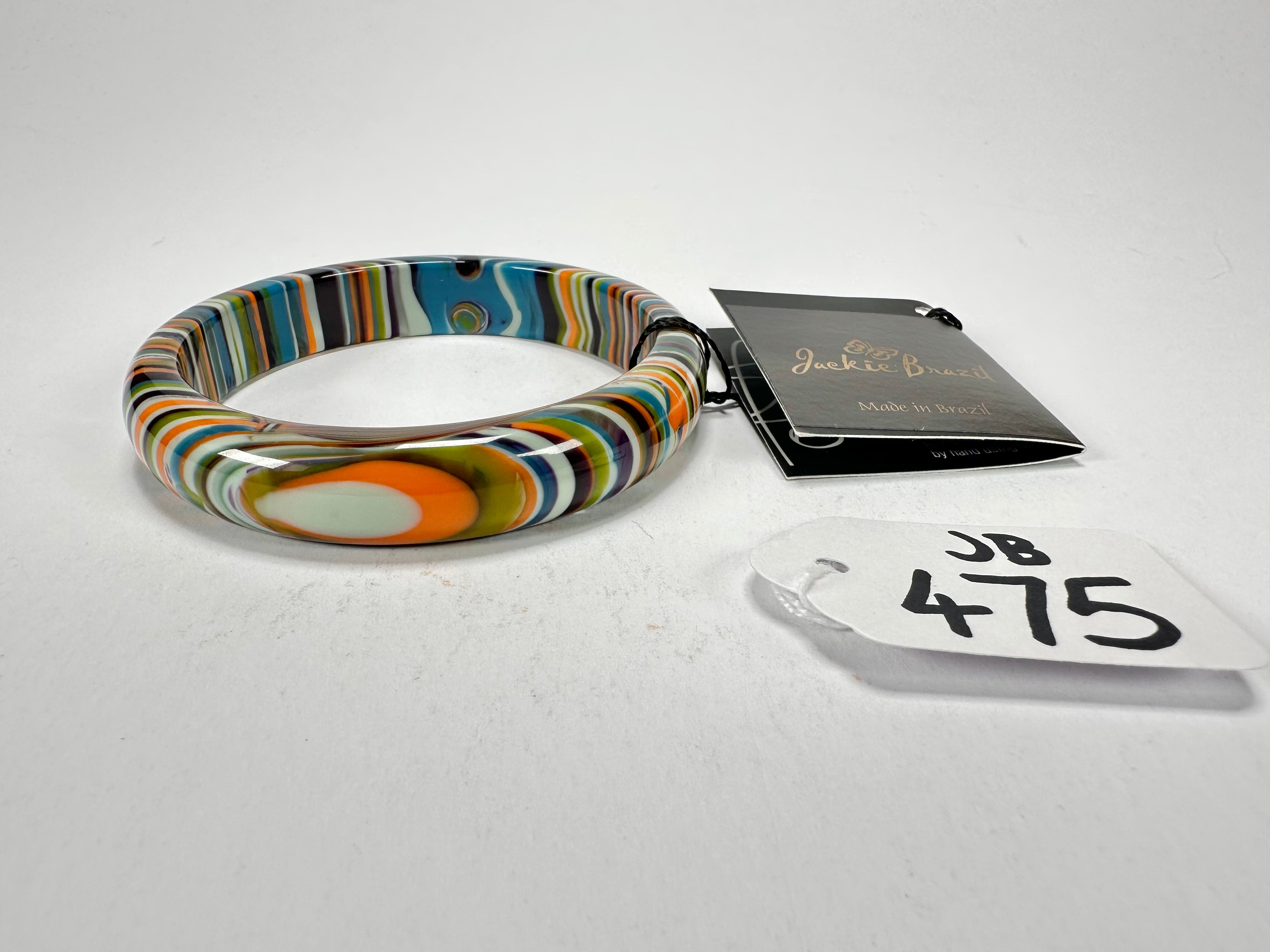 Jackie Brazil "Thin Cat Eye" Liquorice Allsorts with Cat Eye Winter Colour 1.3cm Resin Bangle ( B1151 )