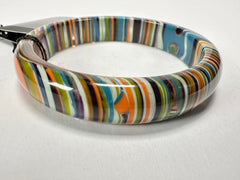 Jackie Brazil "Thin Cat Eye" Liquorice Allsorts with Cat Eye Winter Colour 1.3cm Resin Bangle ( B1151 )