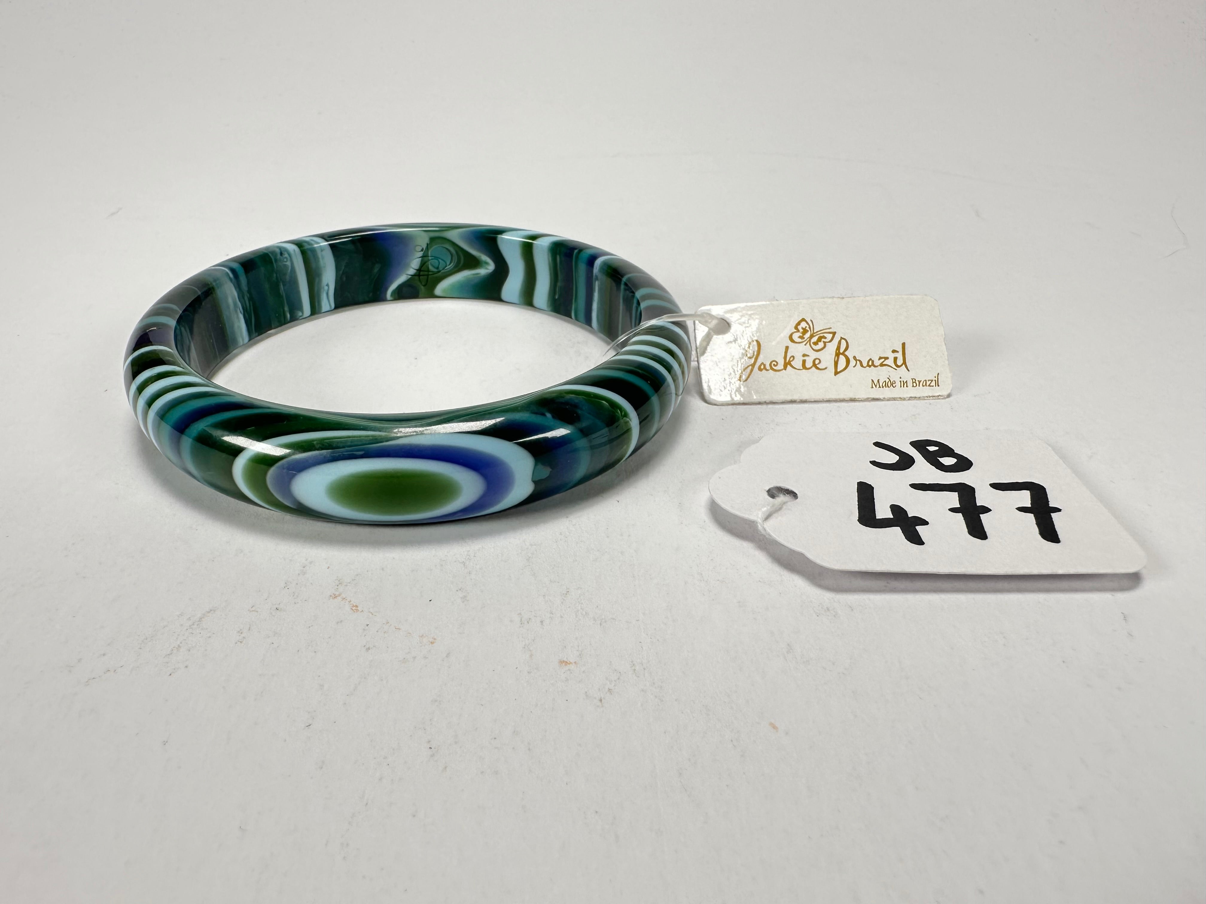 Jackie Brazil "Thin Cat Eye" Liquorice Allsorts with Cat Eye Blue Mix 1.3cm Resin Bangle ( B1151 )