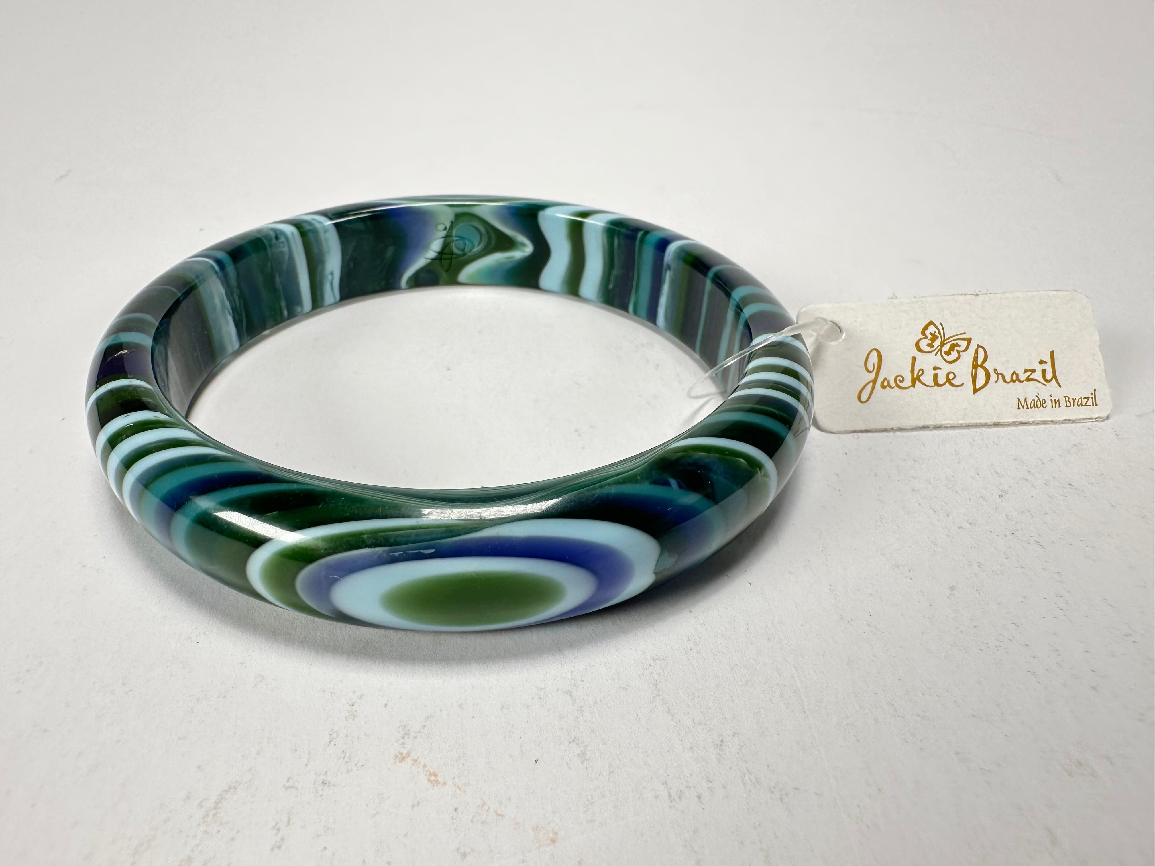 Jackie Brazil "Thin Cat Eye" Liquorice Allsorts with Cat Eye Blue Mix 1.3cm Resin Bangle ( B1151 )