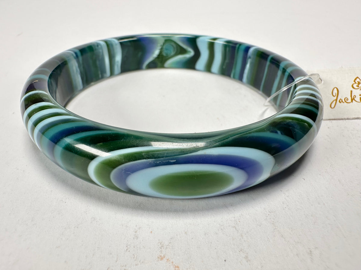 Jackie Brazil "Thin Cat Eye" Liquorice Allsorts with Cat Eye Blue Mix 1.3cm Resin Bangle ( B1151 )