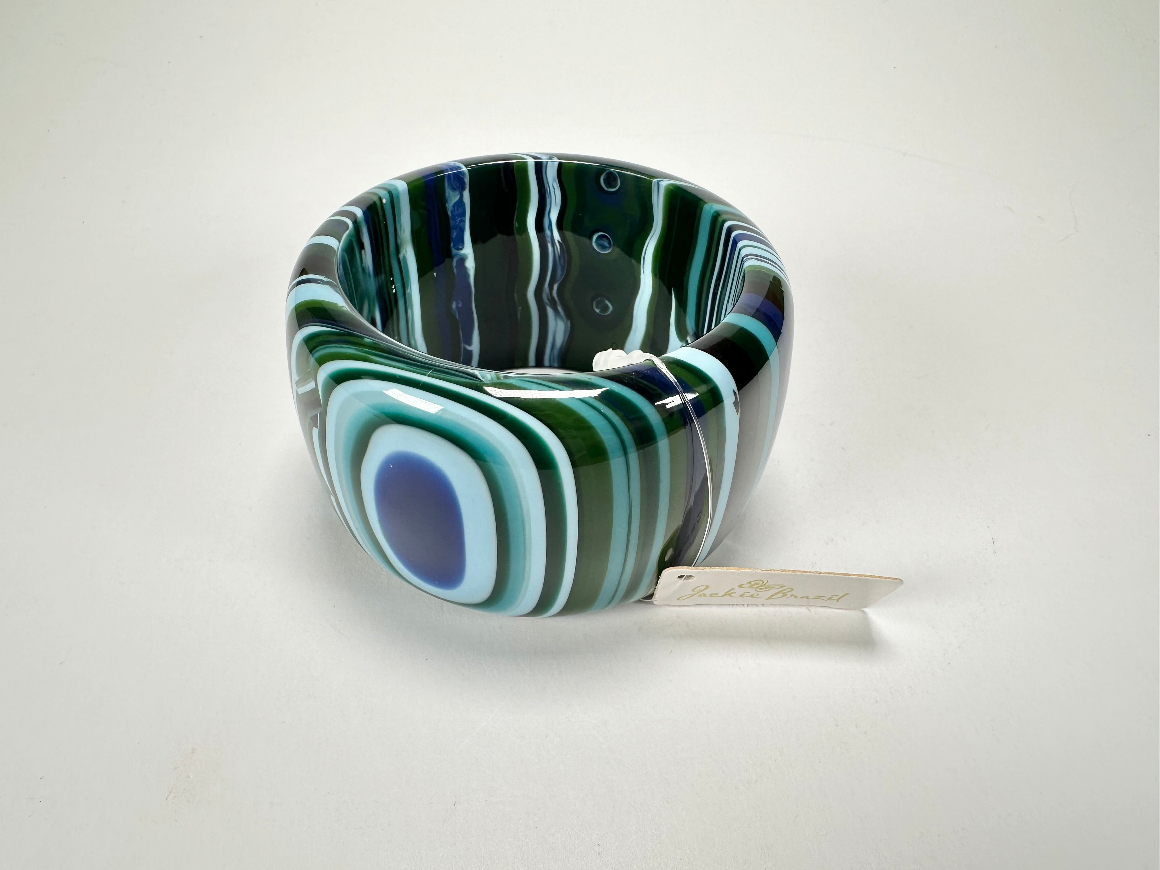 Jackie Brazil "Tiger" Liquorice Allsorts with Cat Eye Blue Mix 5cm Resin Bangle ( B0932 )