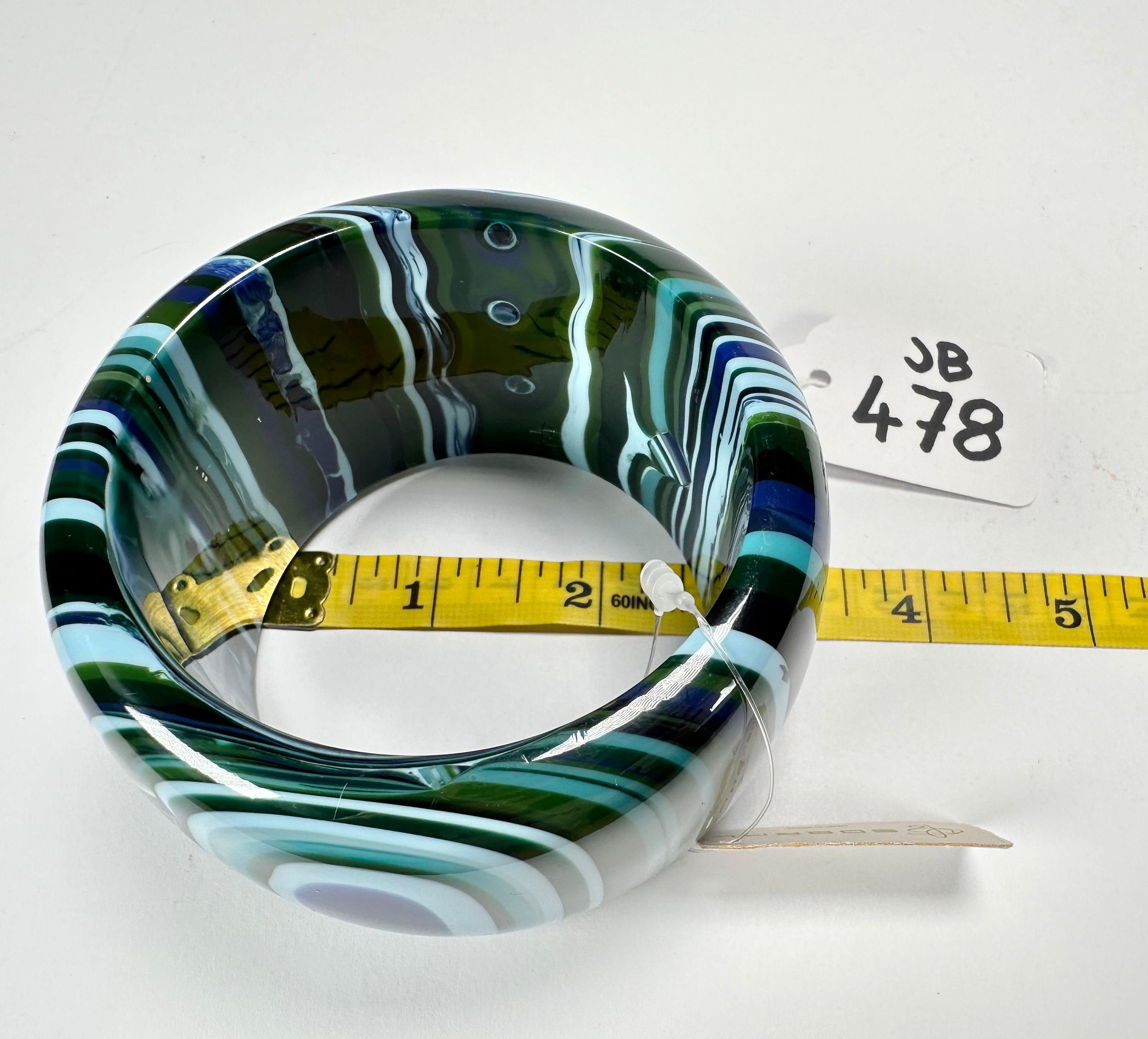 Jackie Brazil "Tiger" Liquorice Allsorts with Cat Eye Blue Mix 5cm Resin Bangle ( B0932 )