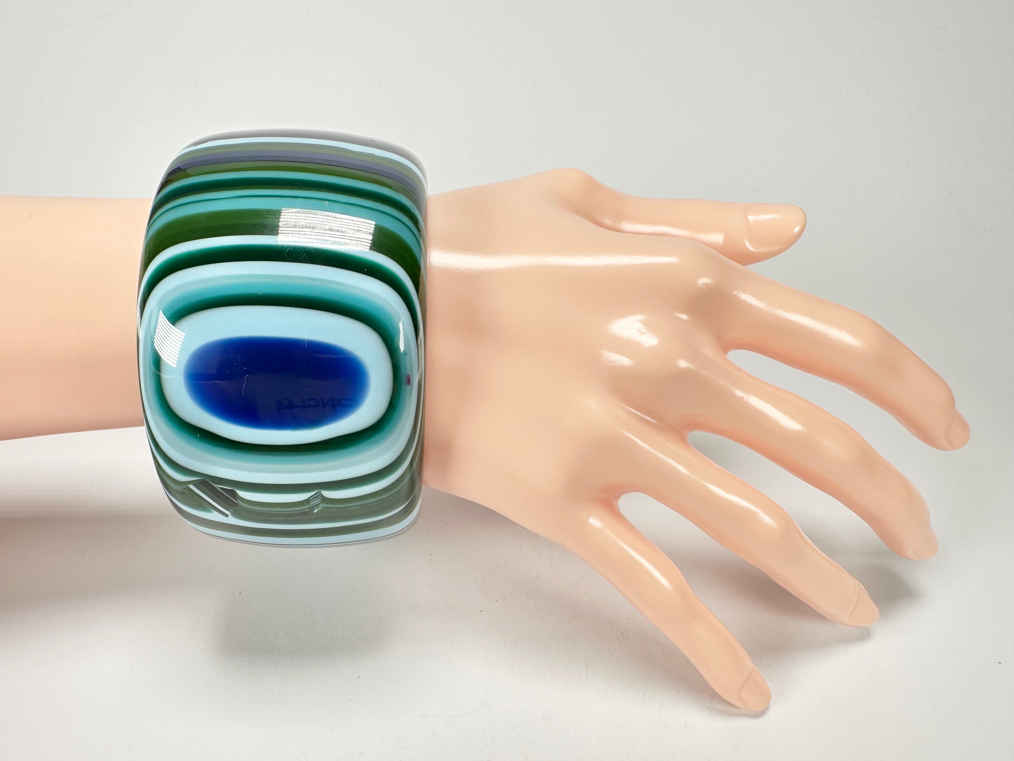 Jackie Brazil "Tiger" Liquorice Allsorts with Cat Eye Blue Mix 5cm Resin Bangle ( B0932 )