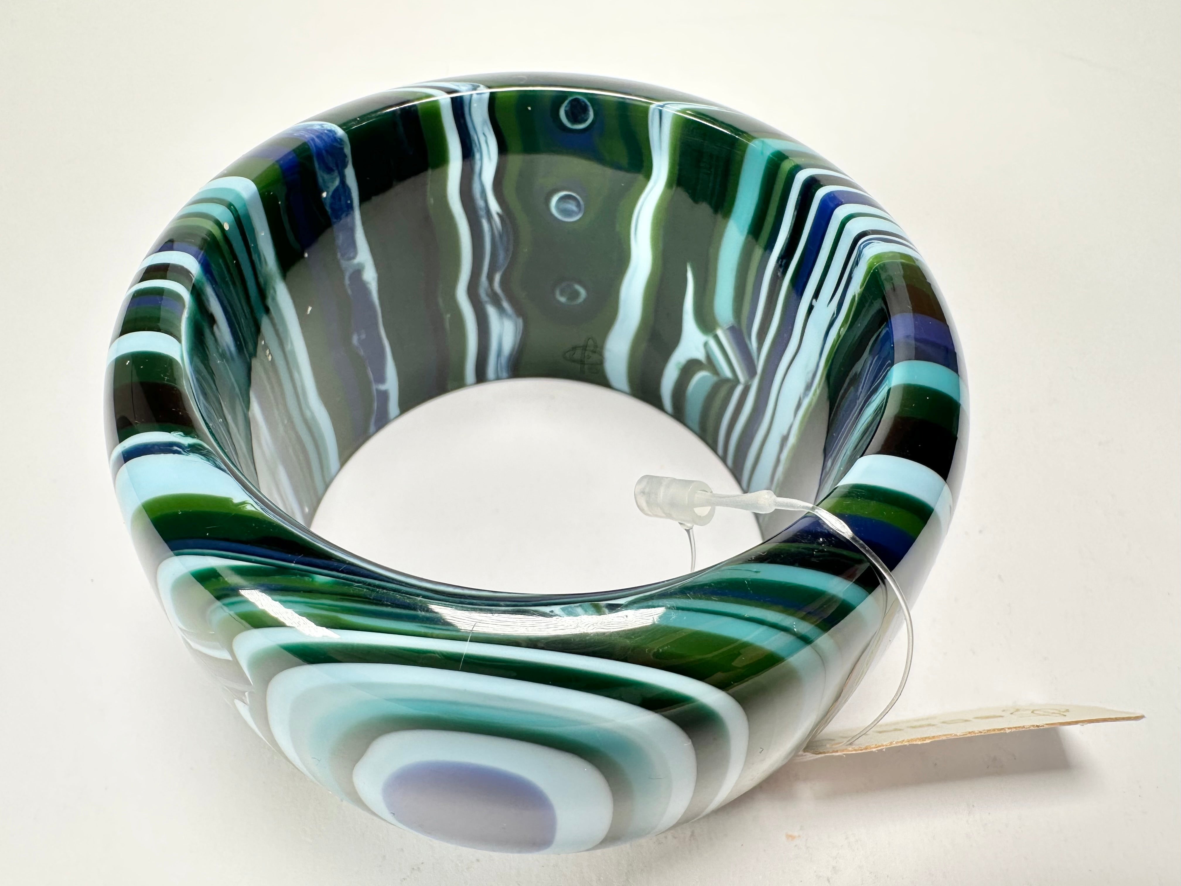 Jackie Brazil "Tiger" Liquorice Allsorts with Cat Eye Blue Mix 5cm Resin Bangle ( B0932 )