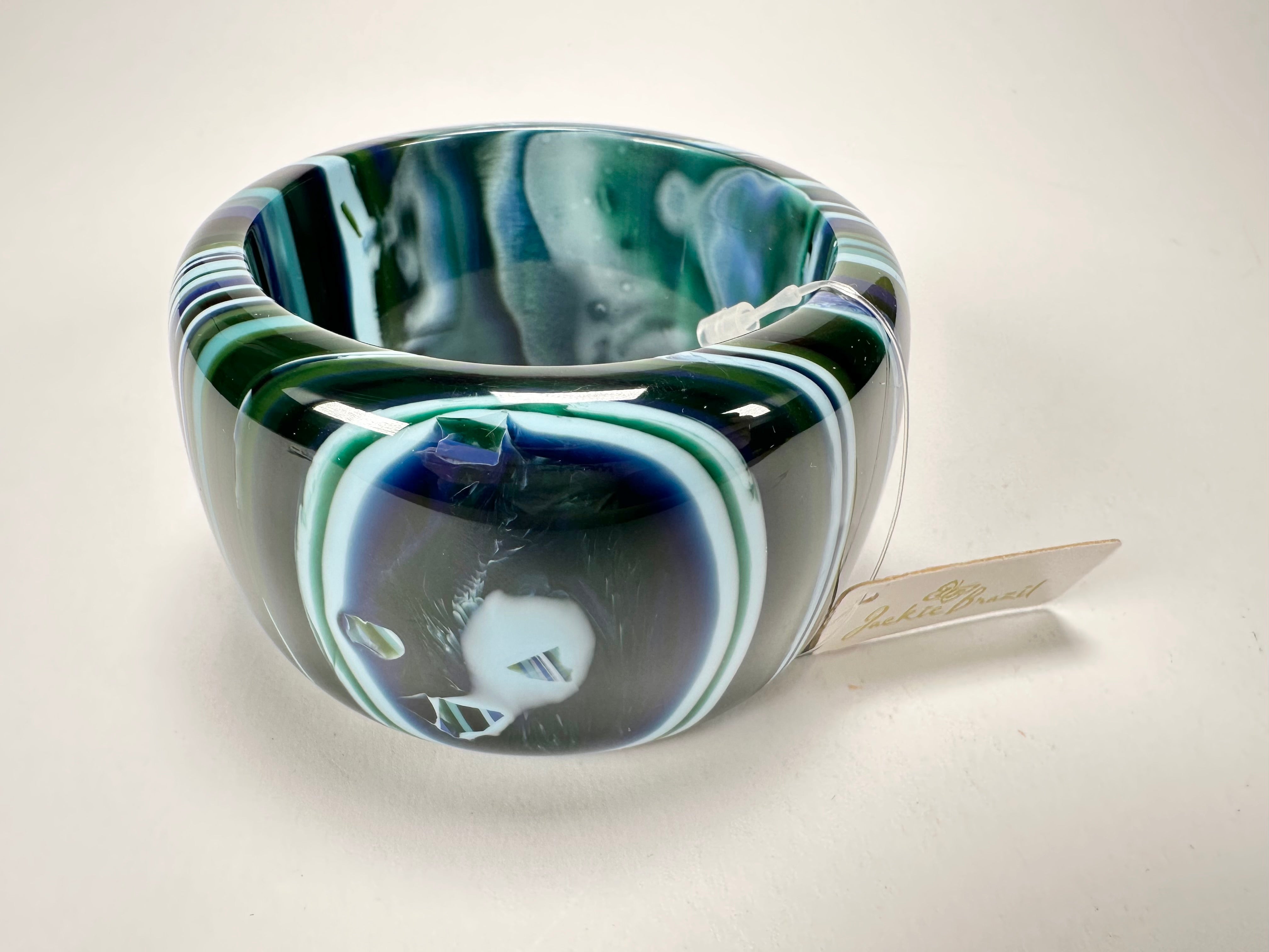 Jackie Brazil "Tiger" Liquorice Allsorts with Cat Eye Blue Mix 5cm Resin Bangle ( B0932 )