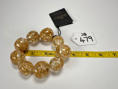 Jackie Brazil "Pebbles On Elastic" Gold Flakes Resin Bracelet ( B2693 )