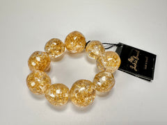 Jackie Brazil "Pebbles On Elastic" Gold Flakes Resin Bracelet ( B2693 )