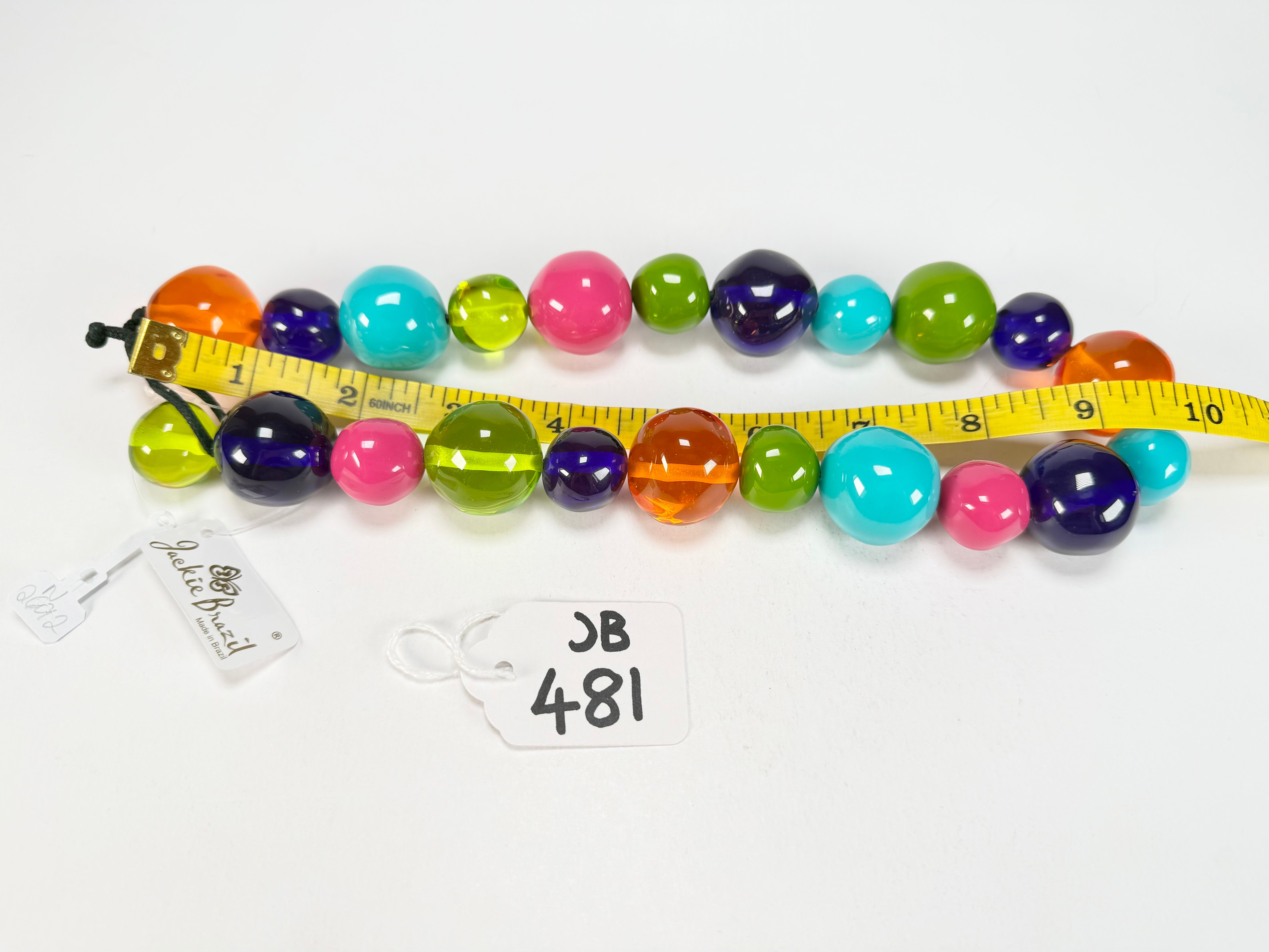 Jackie Brazil "Large Spheres" Transparent Summer Mix Short Abstract Necklace 50cm ( N2692 )