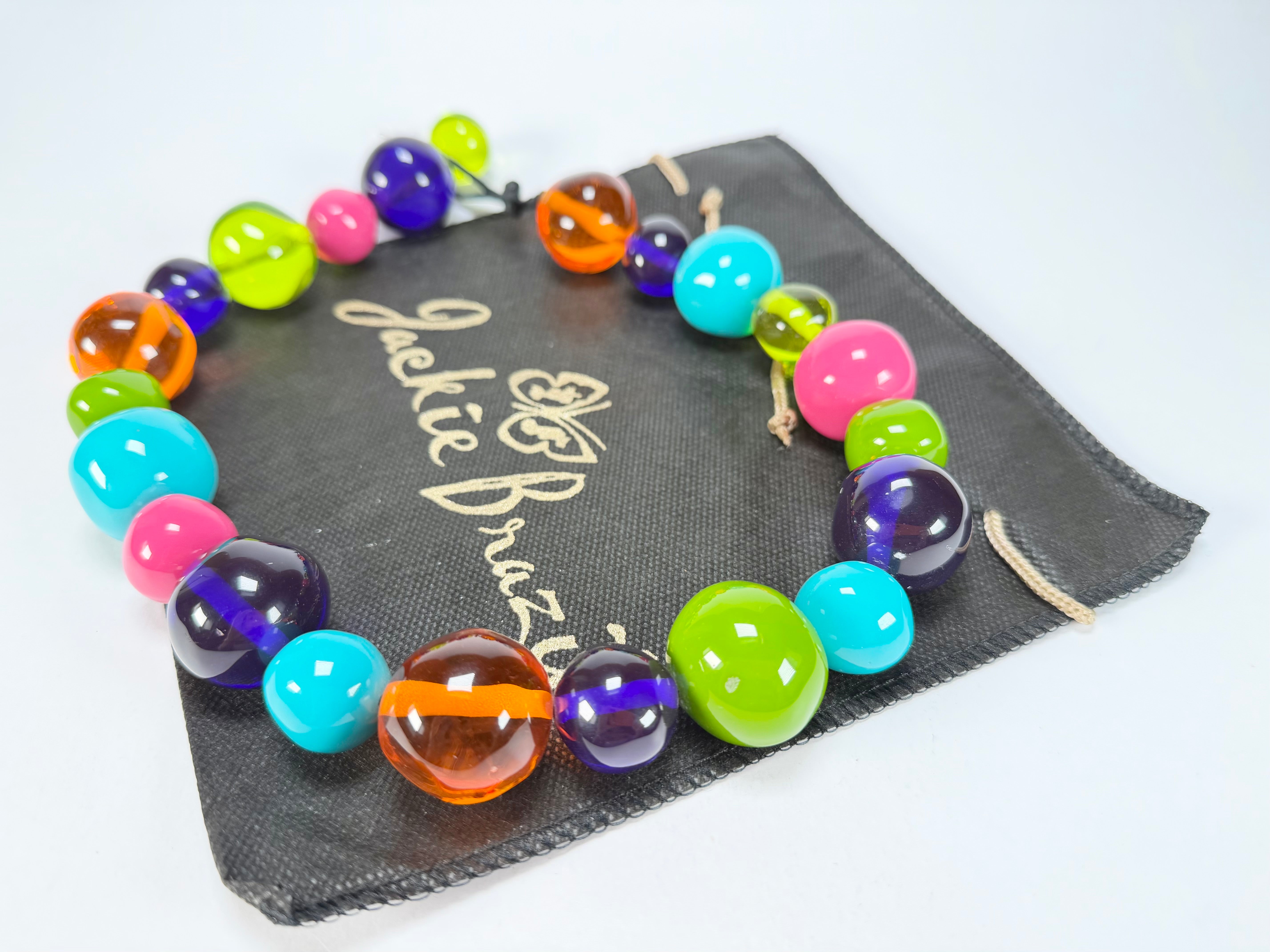 Jackie Brazil "Large Spheres" Transparent Summer Mix Short Abstract Necklace 50cm ( N2692 )