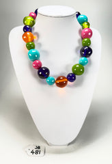 Jackie Brazil "Large Spheres" Transparent Summer Mix Short Abstract Necklace 50cm ( N2692 )