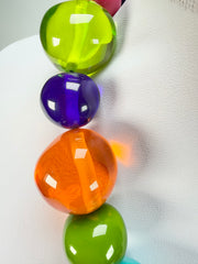 Jackie Brazil "Large Spheres" Transparent Summer Mix Short Abstract Necklace 50cm ( N2692 )