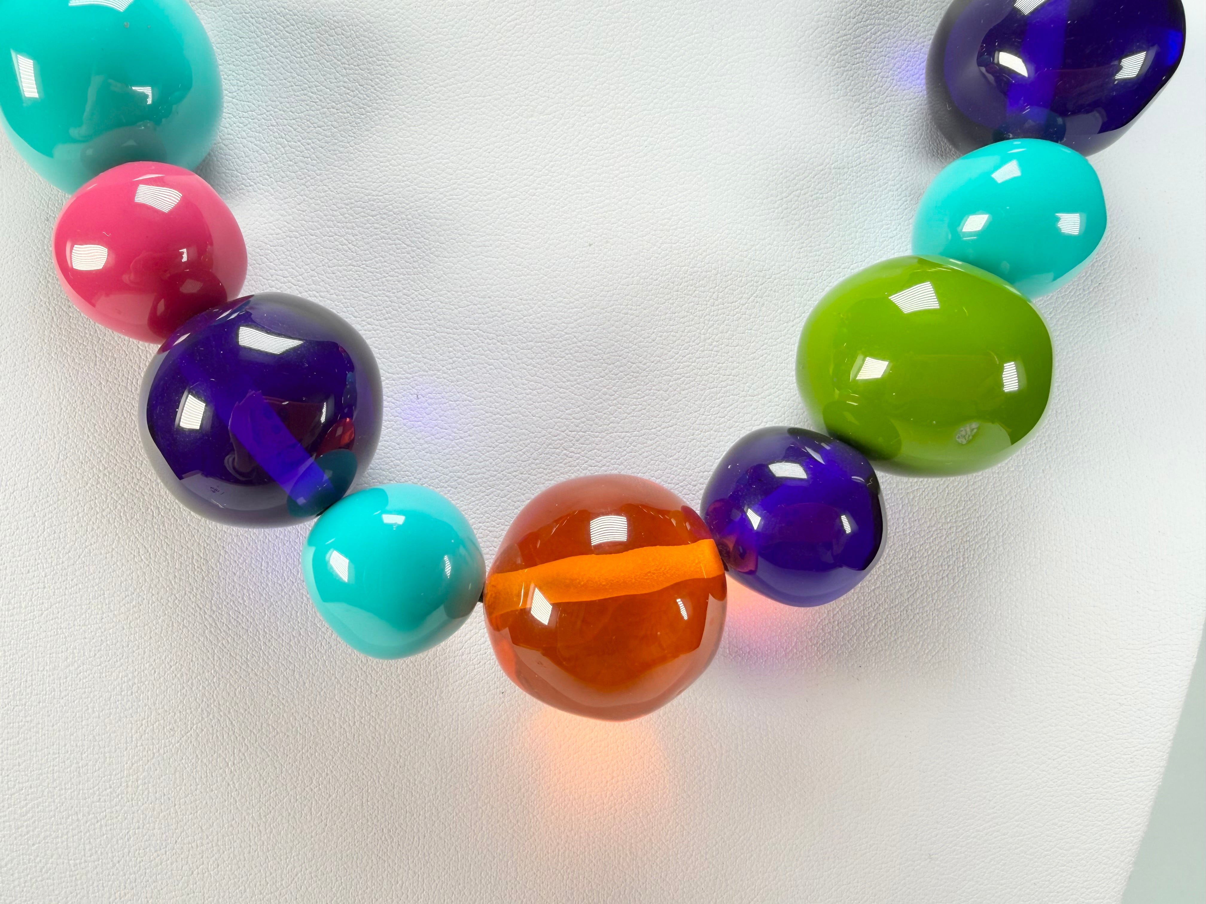 Jackie Brazil "Large Spheres" Transparent Summer Mix Short Abstract Necklace 50cm ( N2692 )