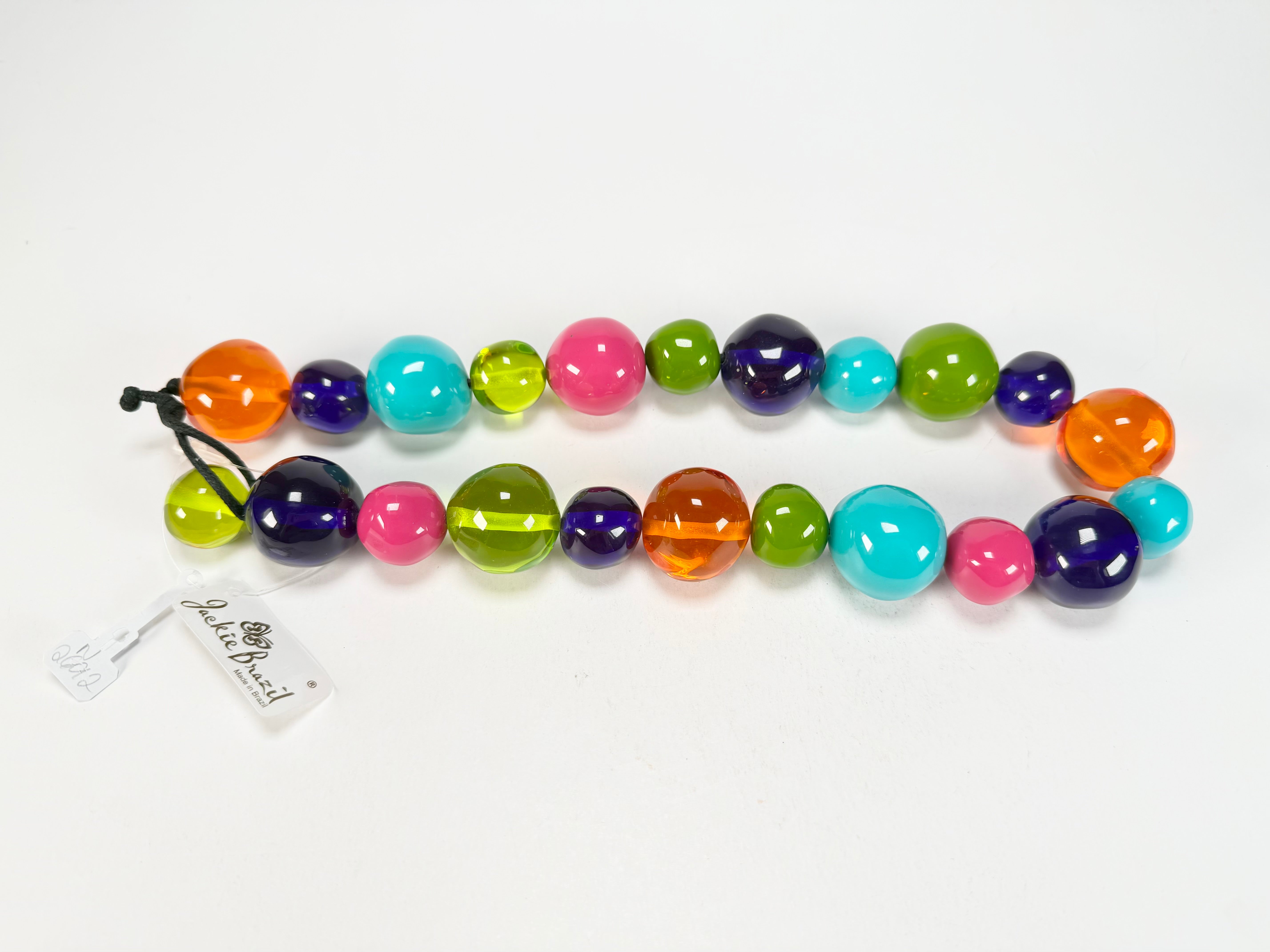 Jackie Brazil "Large Spheres" Transparent Summer Mix Short Abstract Necklace 50cm ( N2692 )