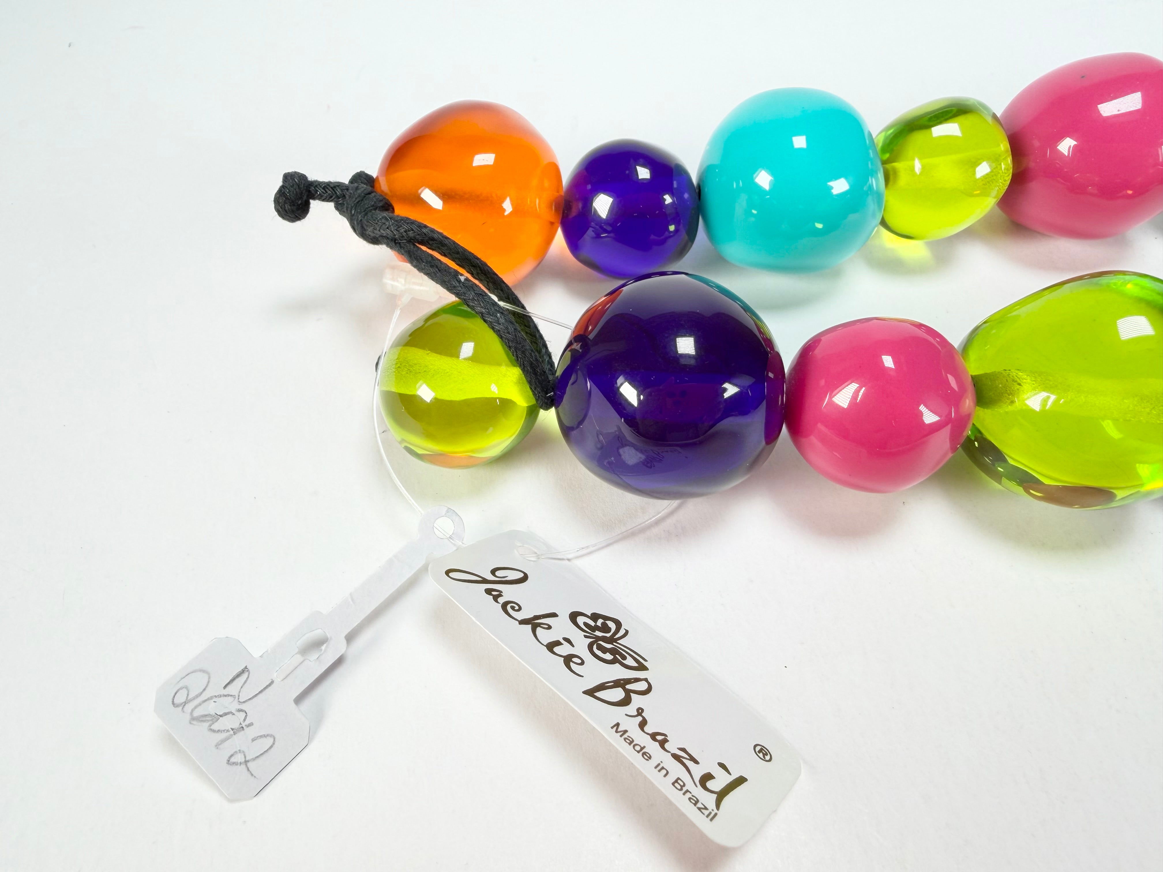 Jackie Brazil "Large Spheres" Transparent Summer Mix Short Abstract Necklace 50cm ( N2692 )