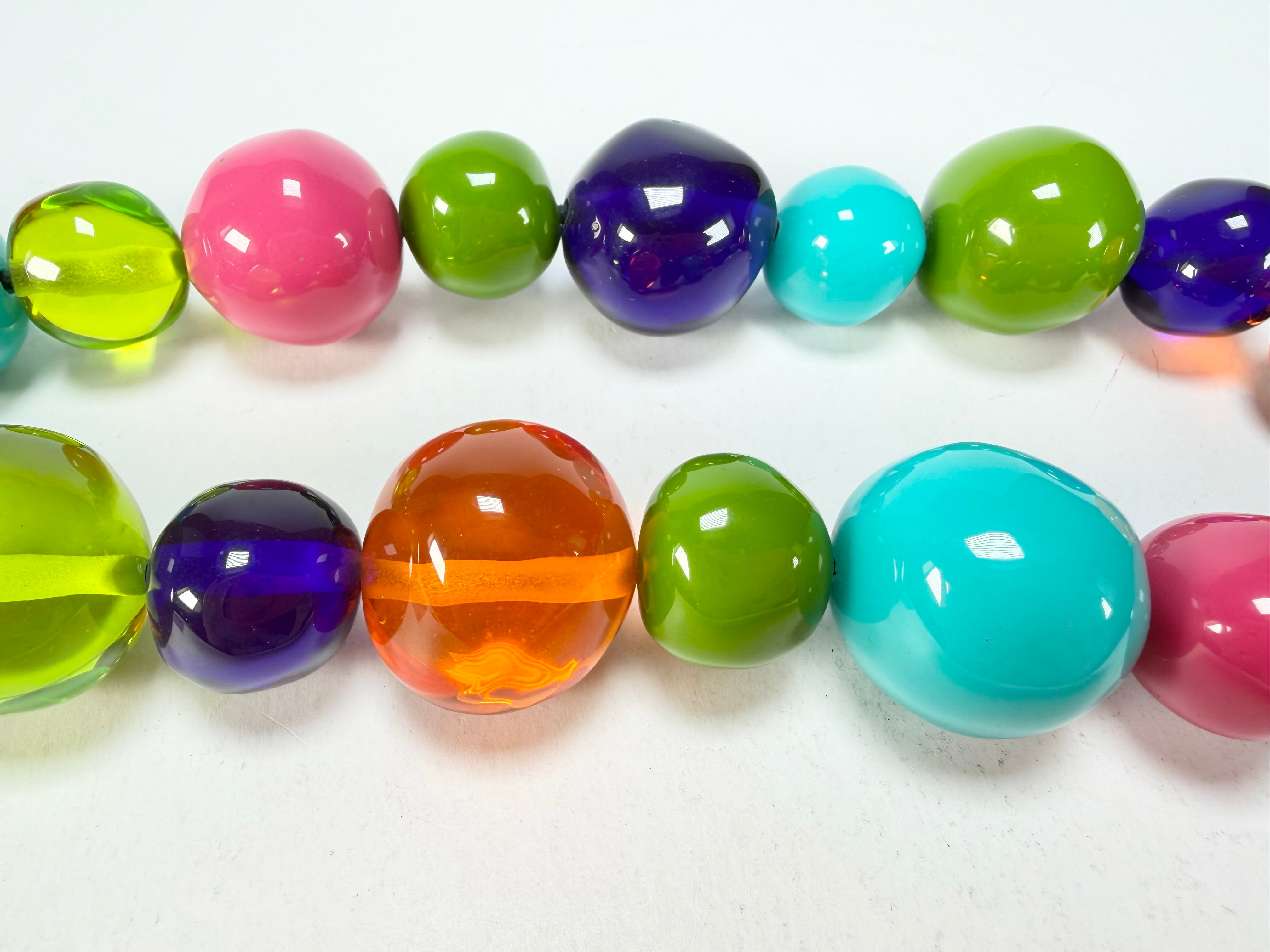 Jackie Brazil "Large Spheres" Transparent Summer Mix Short Abstract Necklace 50cm ( N2692 )
